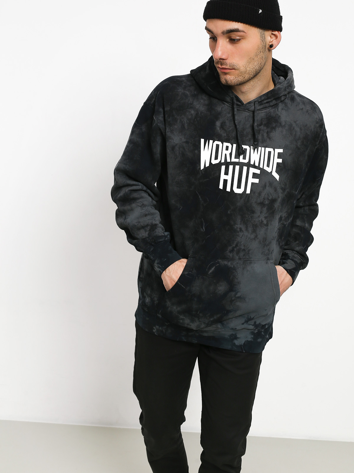 Mikina s kapucňou HUF Manhattan HD (black)