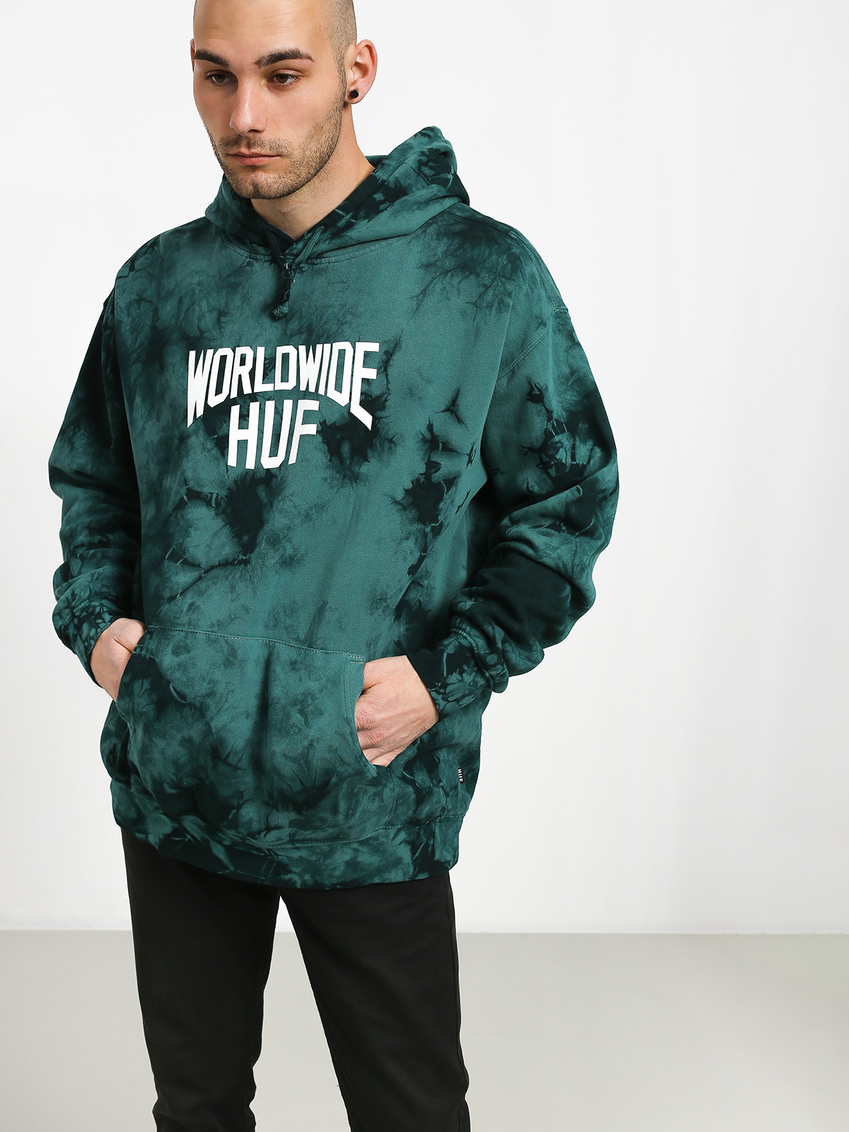 Mikina s kapucňou HUF Manhattan HD (deep jungle)