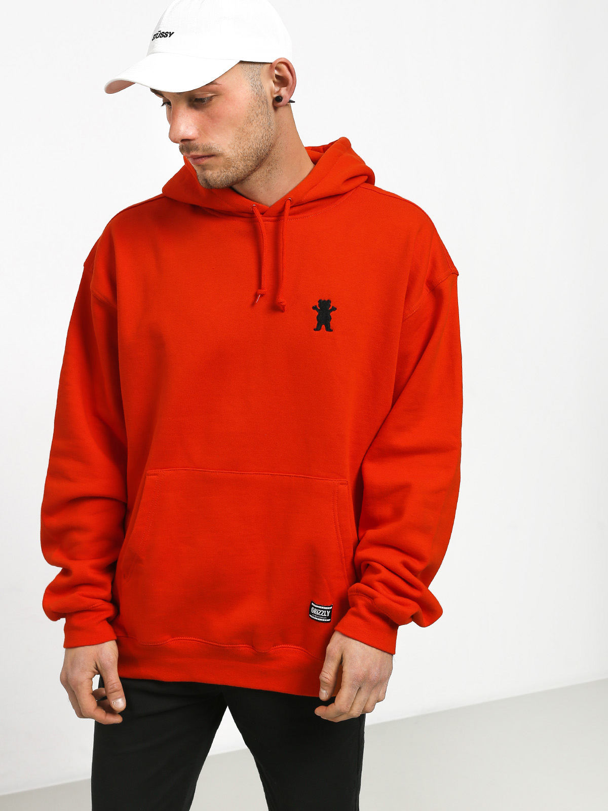 Mikina s kapucňou Grizzly Griptape Og Bear Embroidered HD (safety orange)