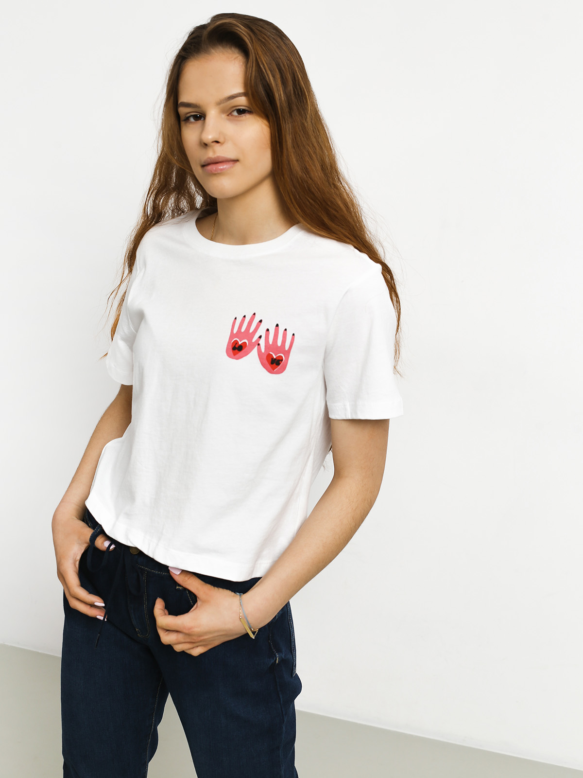 Tričko Element Love Hand Crop Wmn (white)