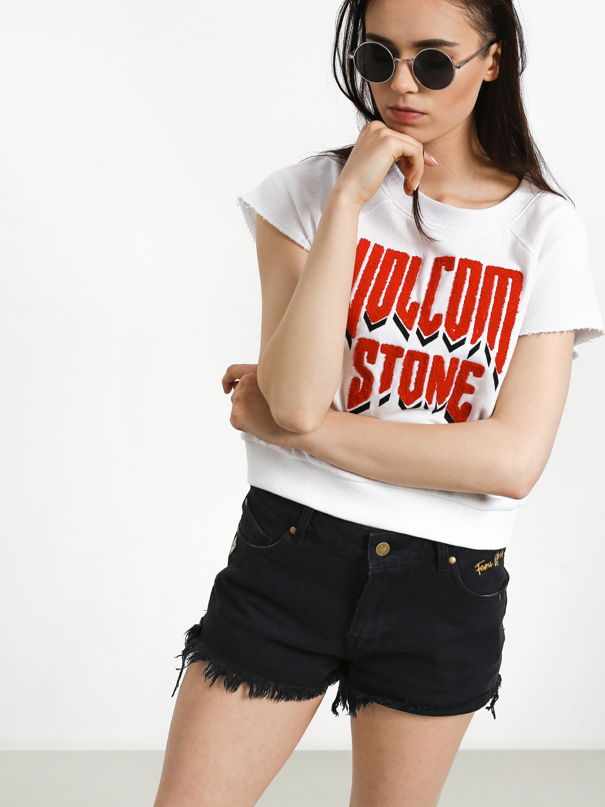 Mikina Volcom Drama Shift Crew Wmn (wht)