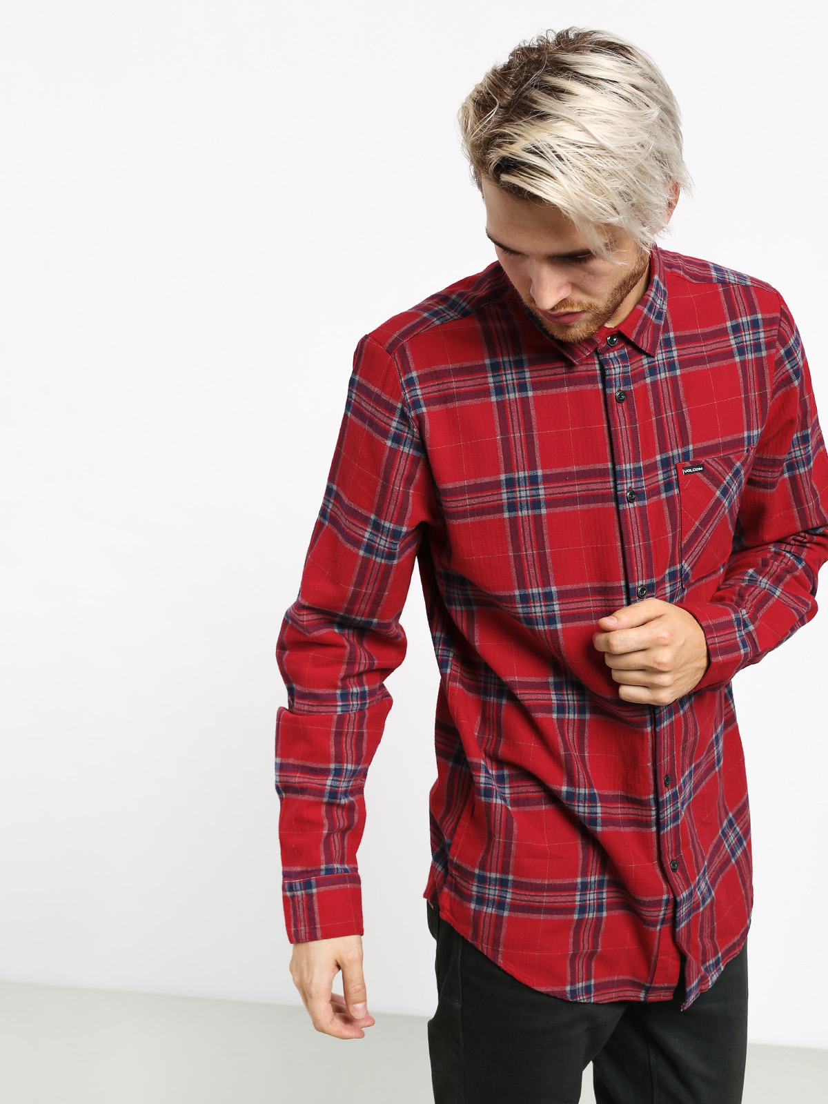 Košeľa Volcom Caden Plaid (engine red)
