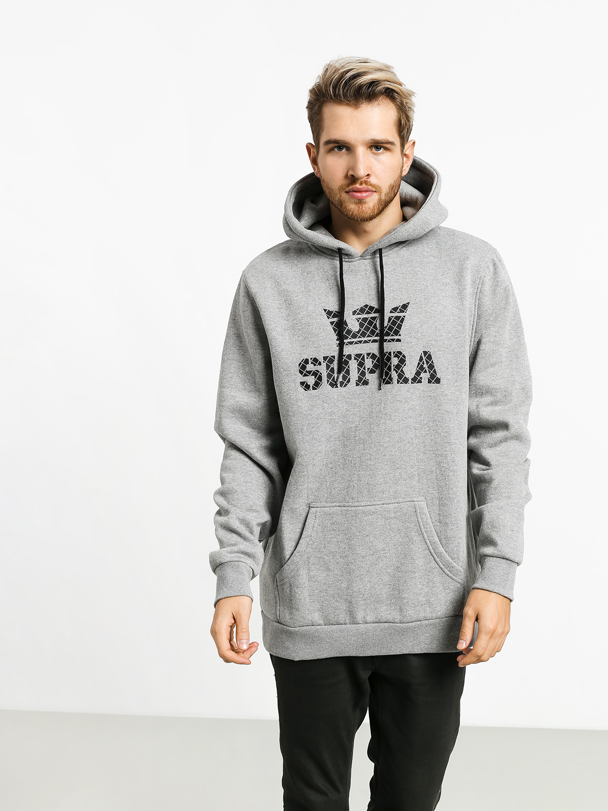 Mikina s kapucňou Supra Above HD (heather grey/grid)