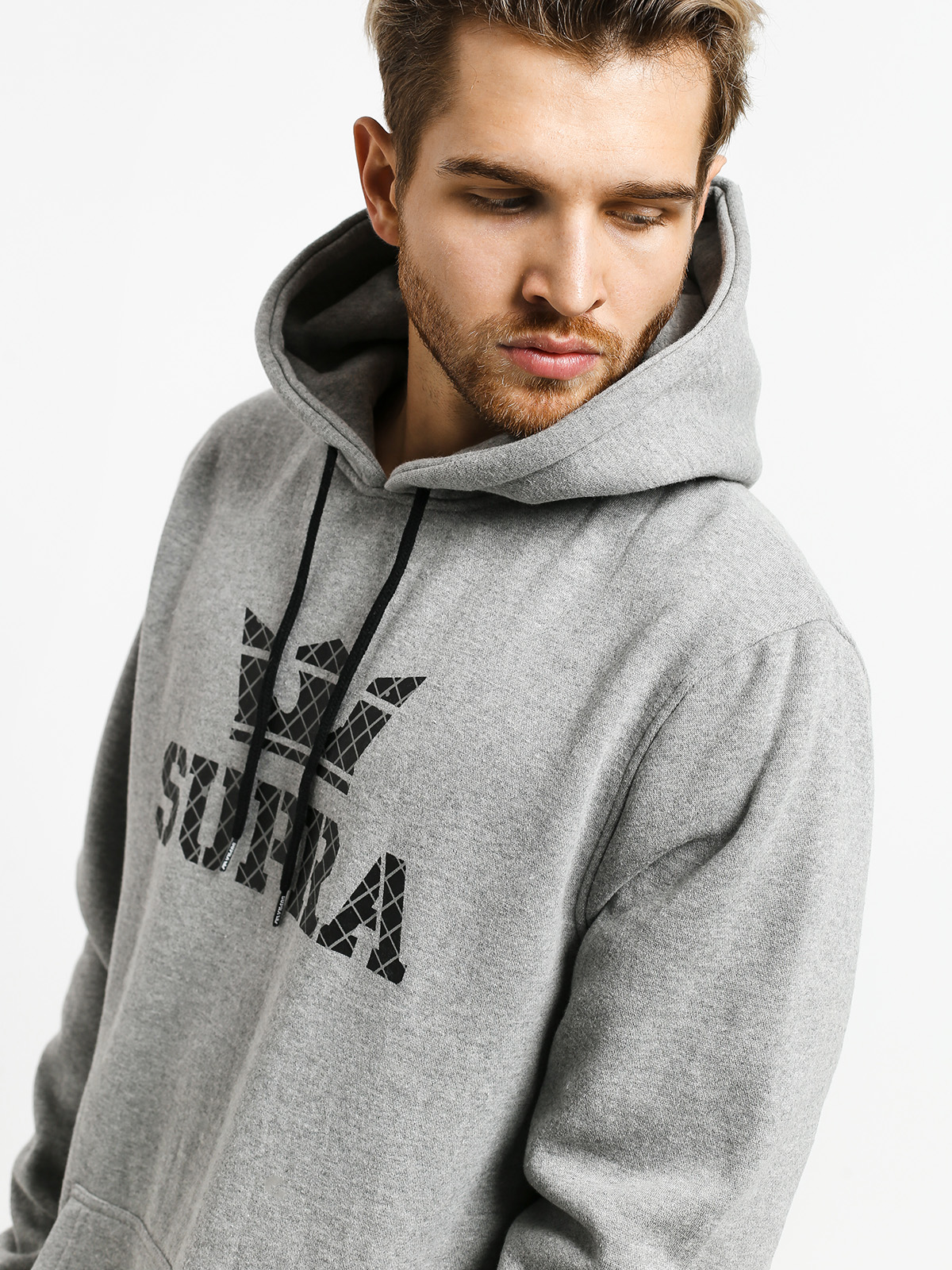 Mikina s kapucňou Supra Above HD (heather grey/grid)