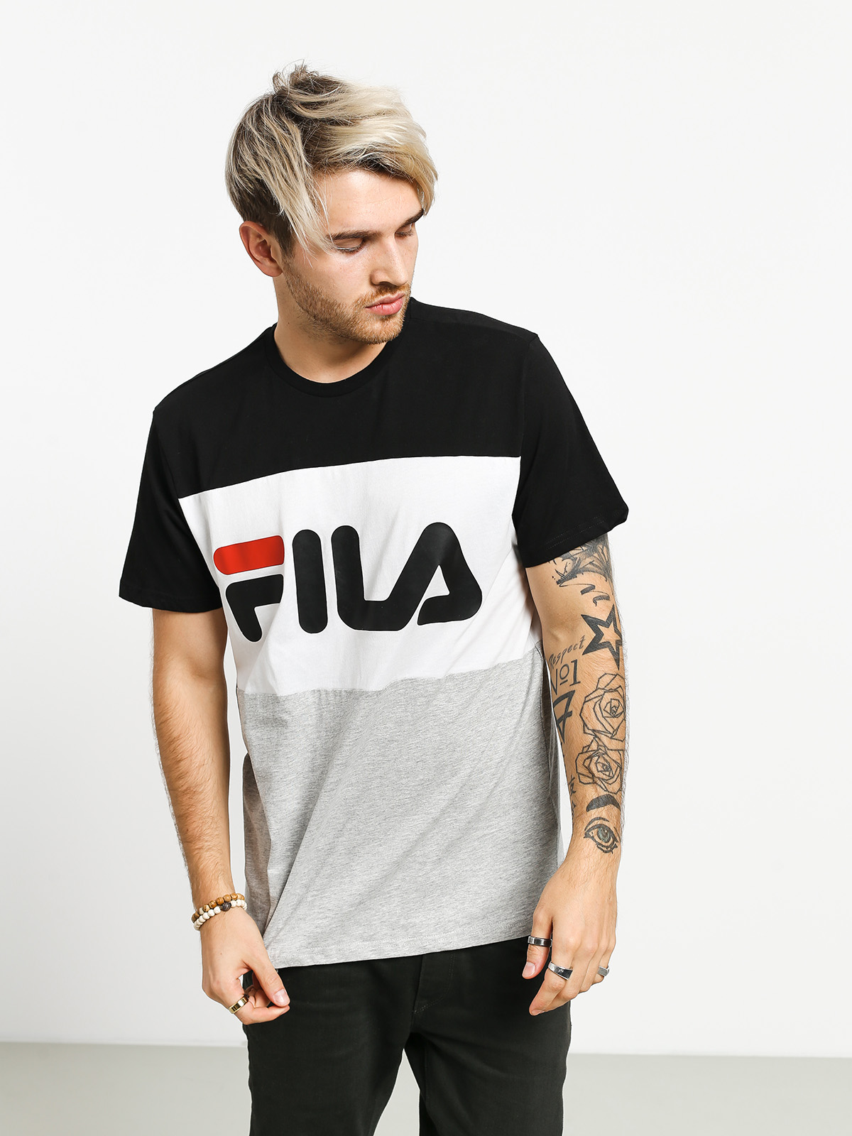 Tričko Fila Day (black/light grey mel/bright white)