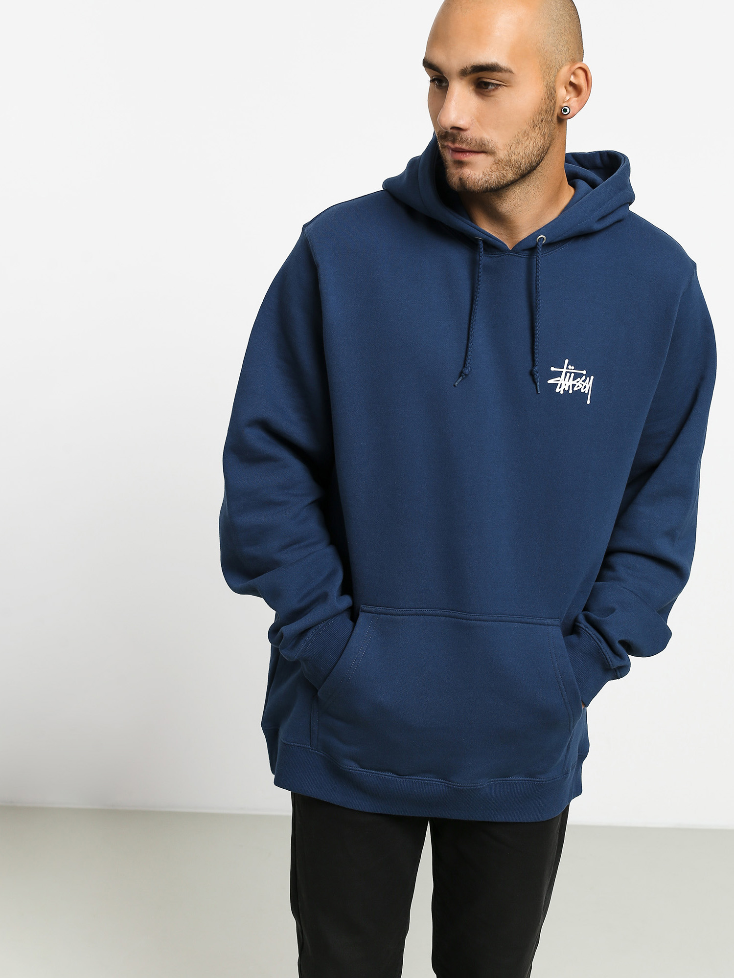 Mikina s kapucňou Stussy Basic HD (navy)