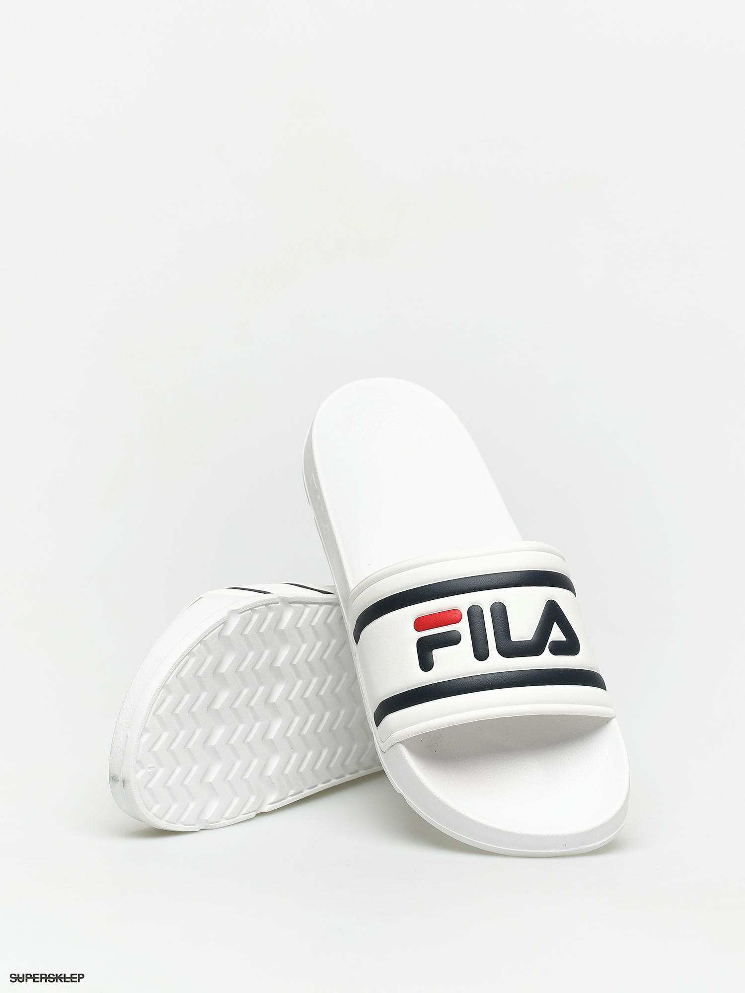 white fila slippers