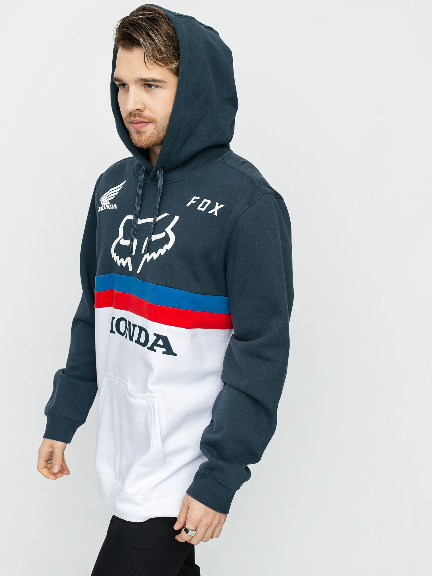 Mikina s kapucňou Fox Honda HD (nvy/wht)