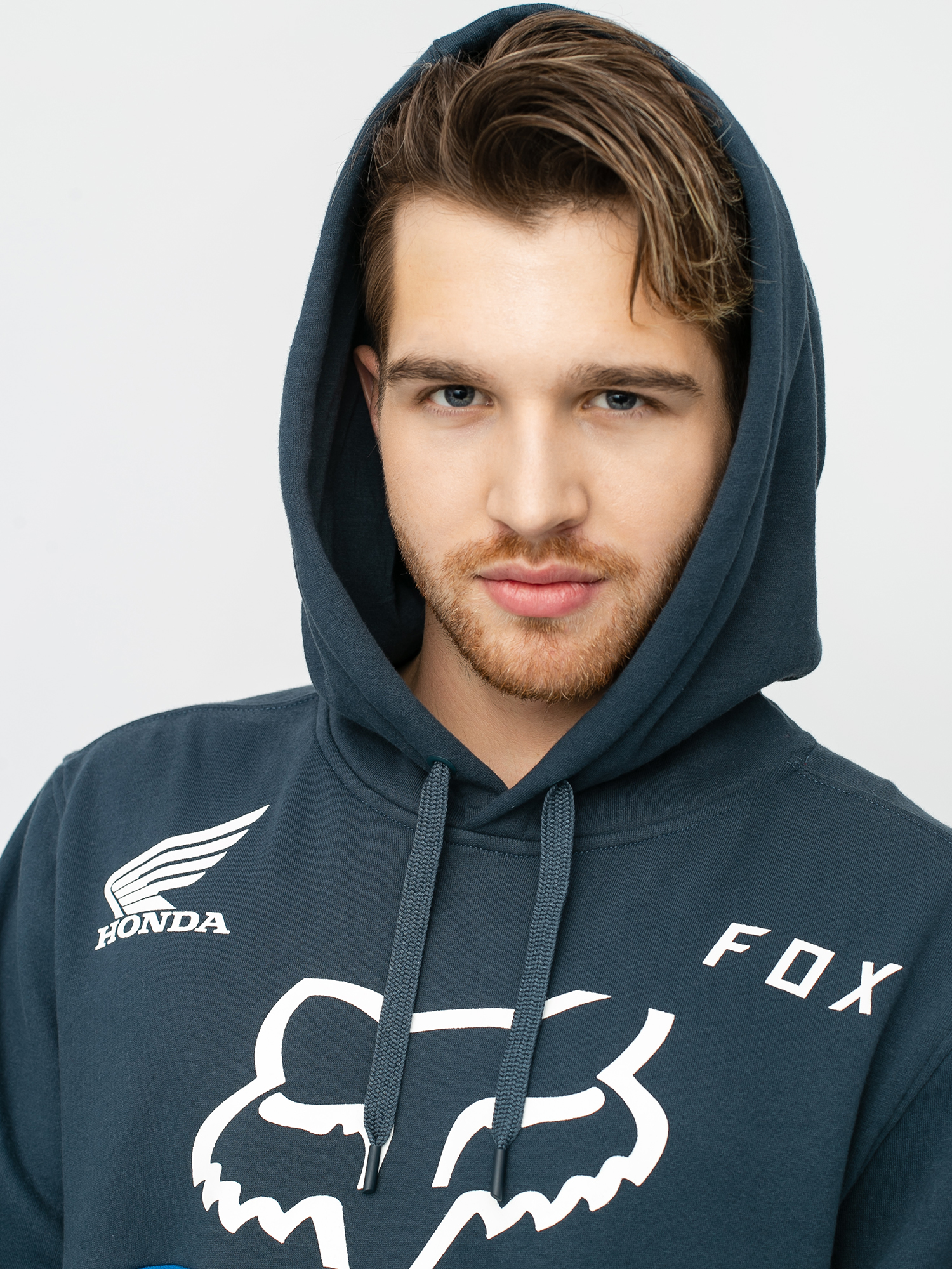 Mikina s kapucňou Fox Honda HD (nvy/wht)
