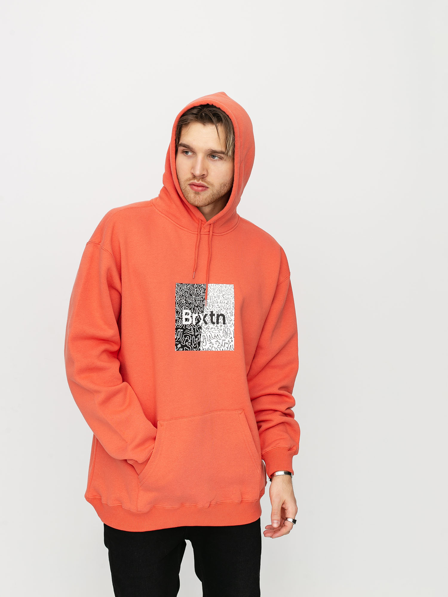 Mikina s kapucňou Brixton Crowd HD (coral)