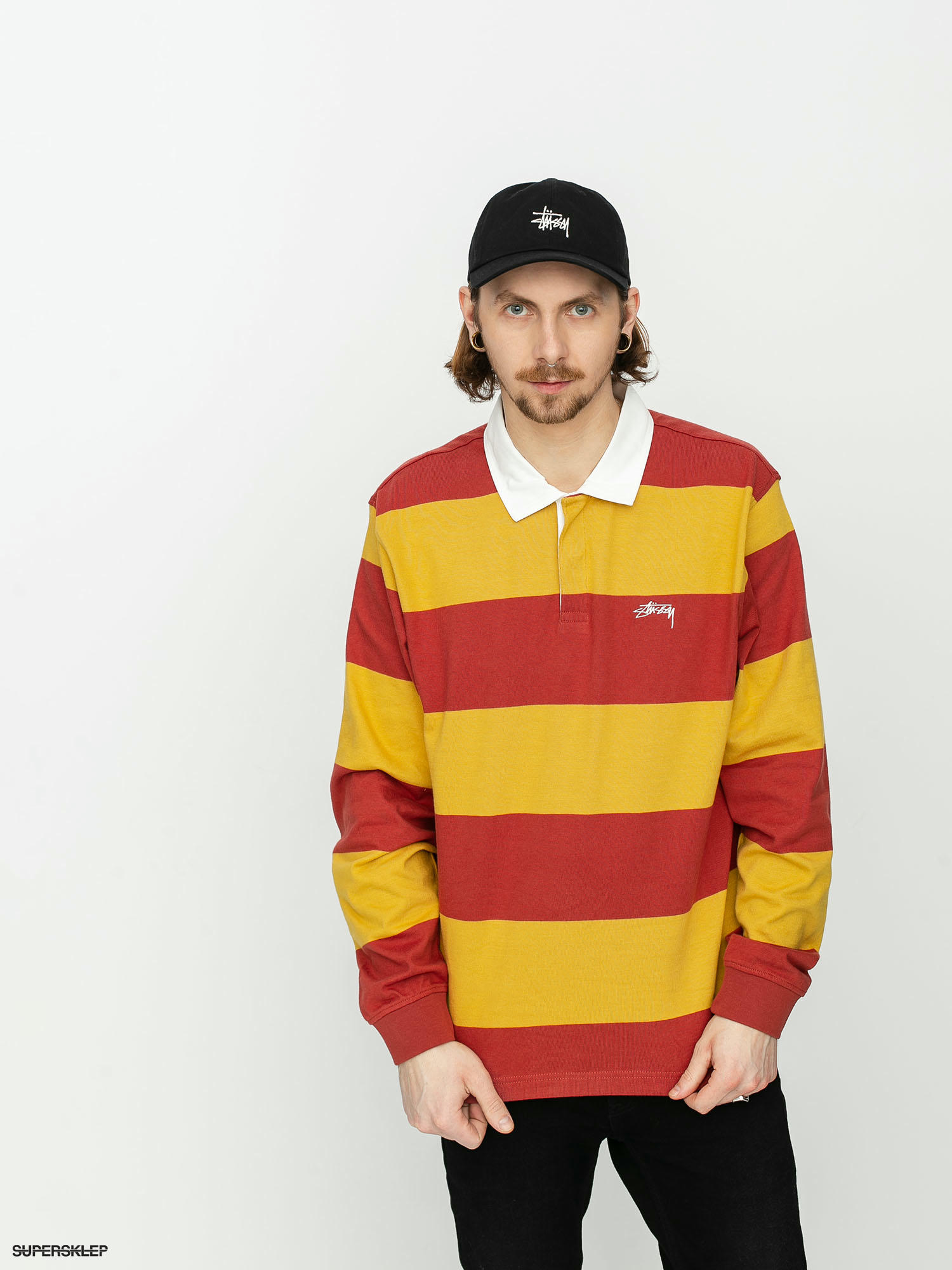 Polo tričko Stussy Classic Stripe Rugby (mustard)