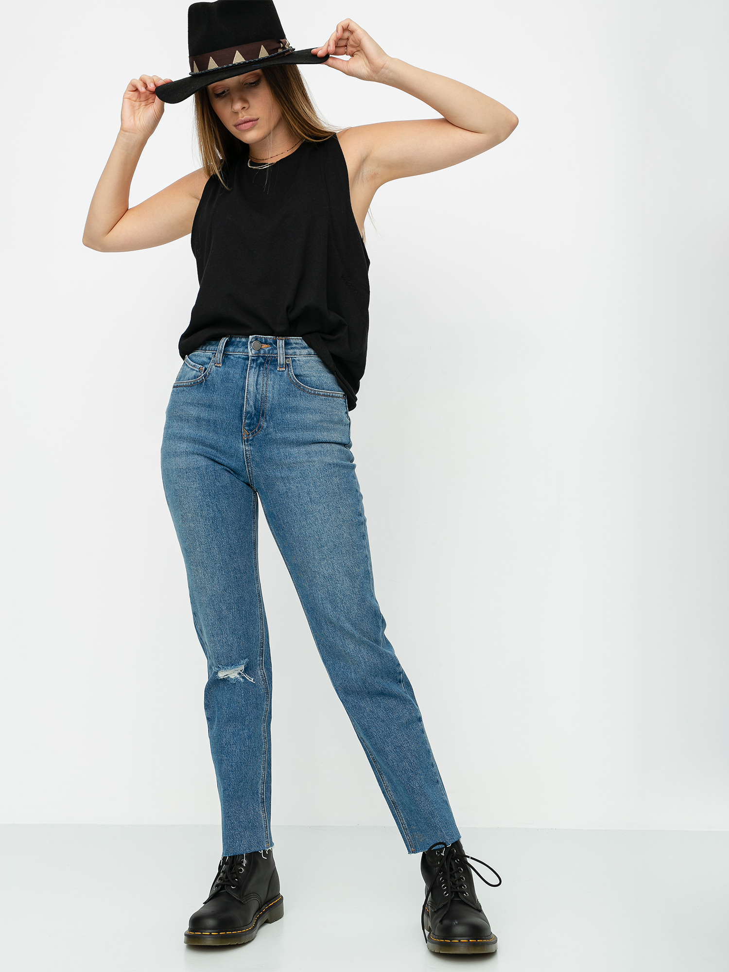 Nohavice Volcom Stoned Straight Wmn (standard issue blue)