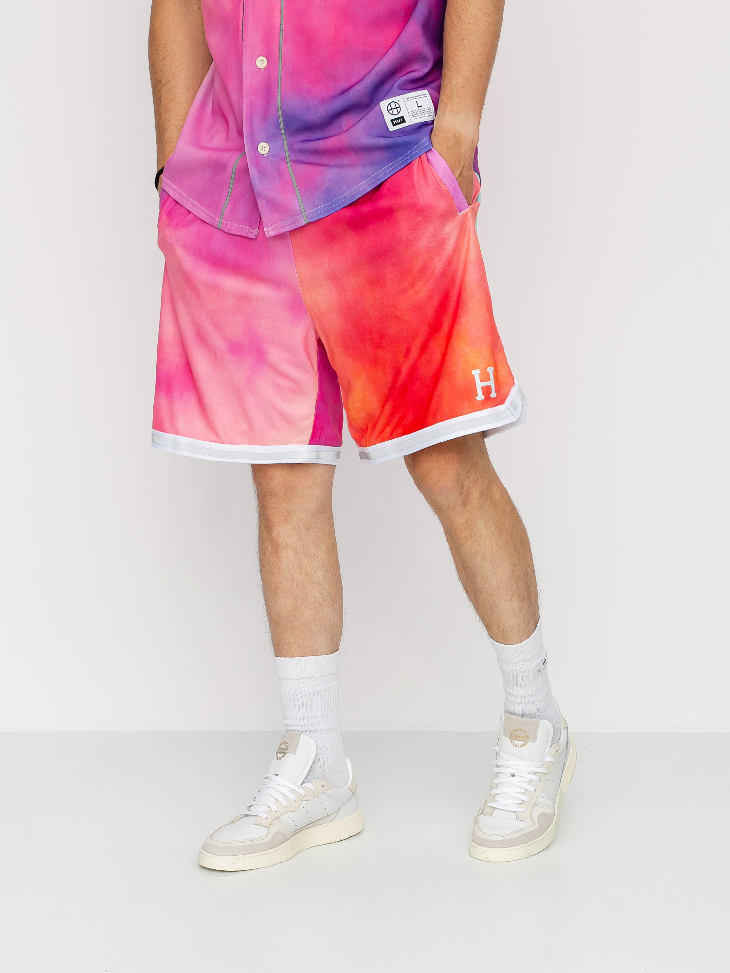 Kraťasy HUF Classic H Refl Basketball (coral pink)
