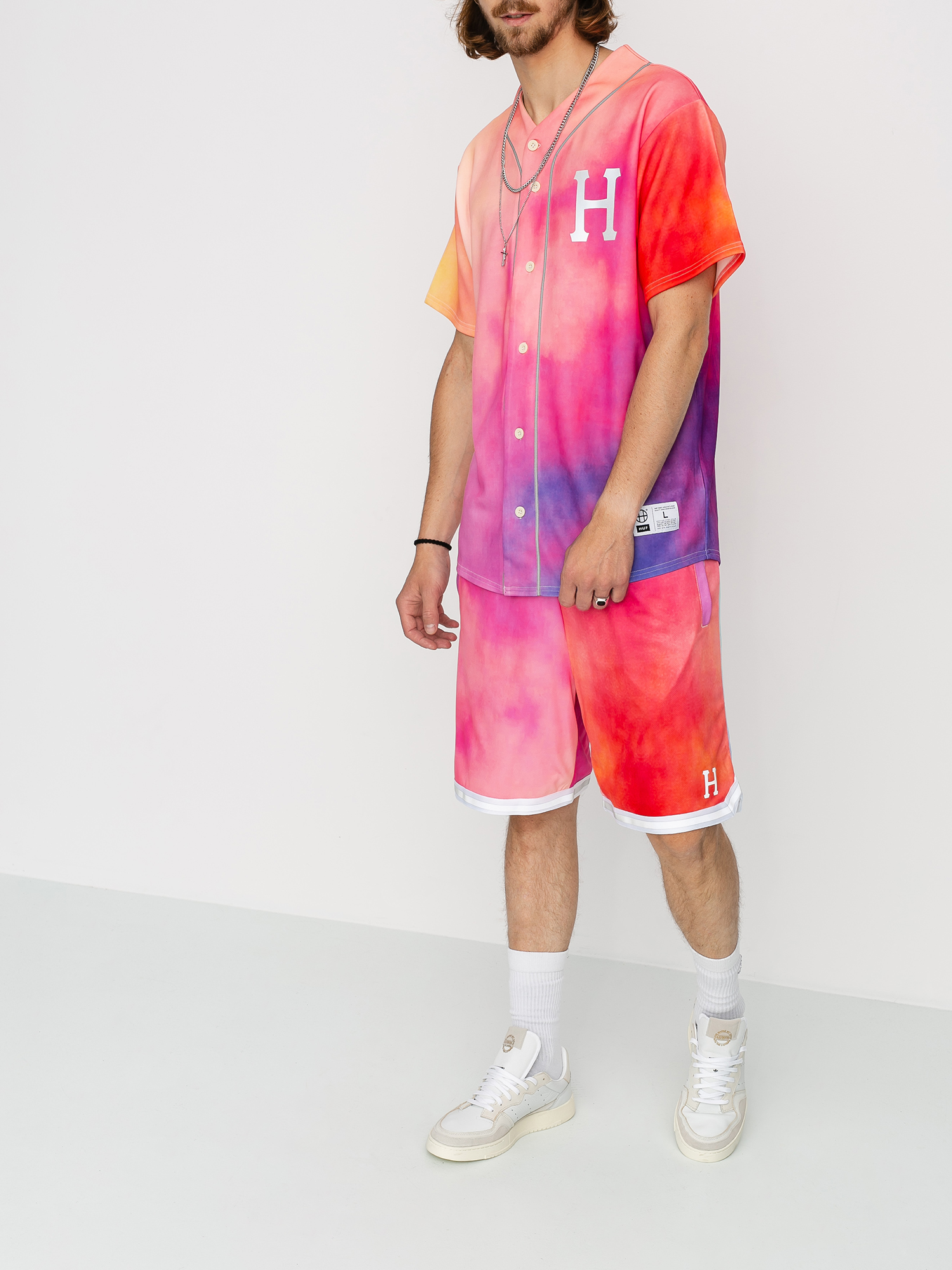 Kraťasy HUF Classic H Refl Basketball (coral pink)