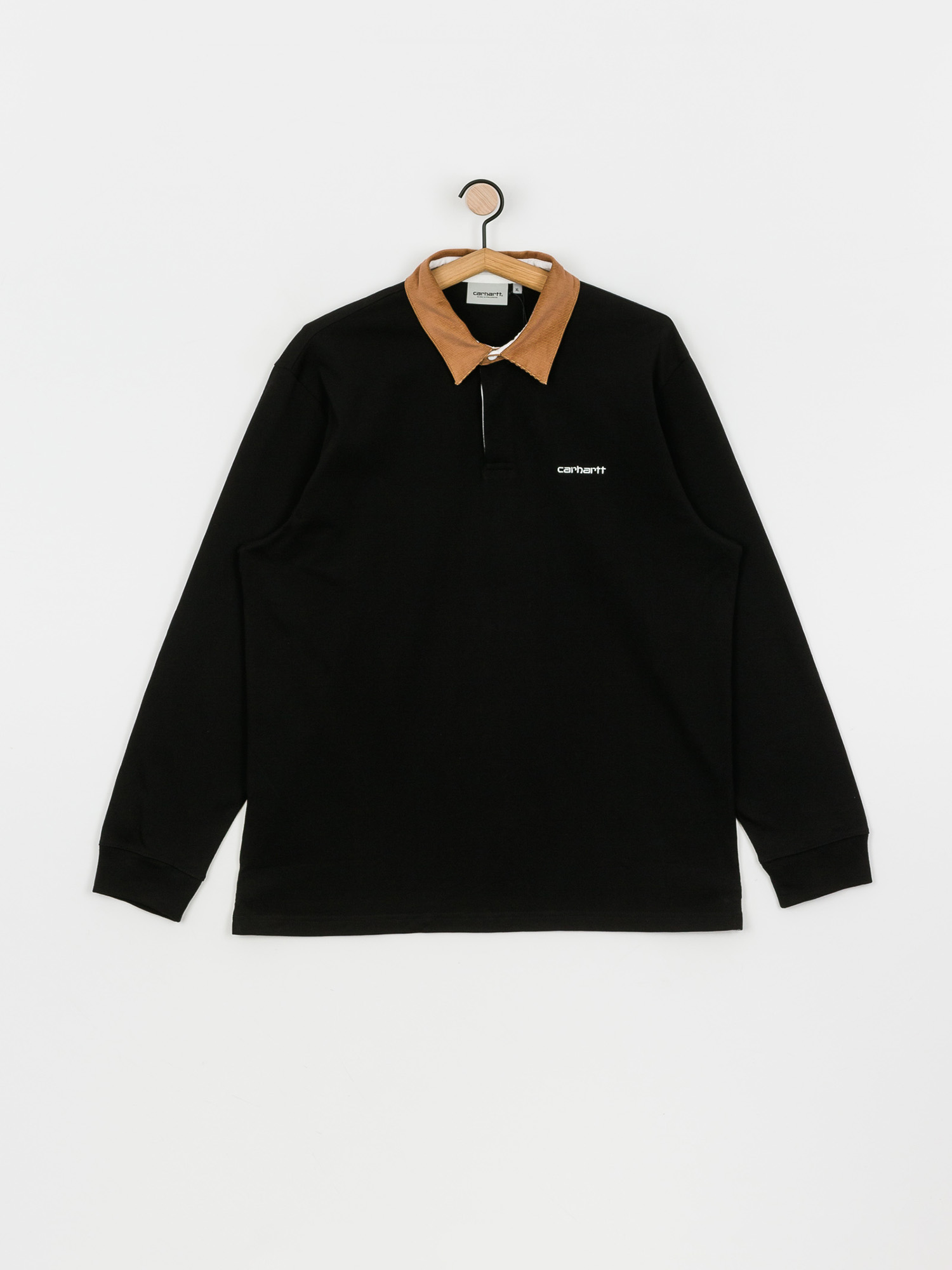 Košeľa Carhartt WIP Cord Rugby (black/hamilton brown/white)