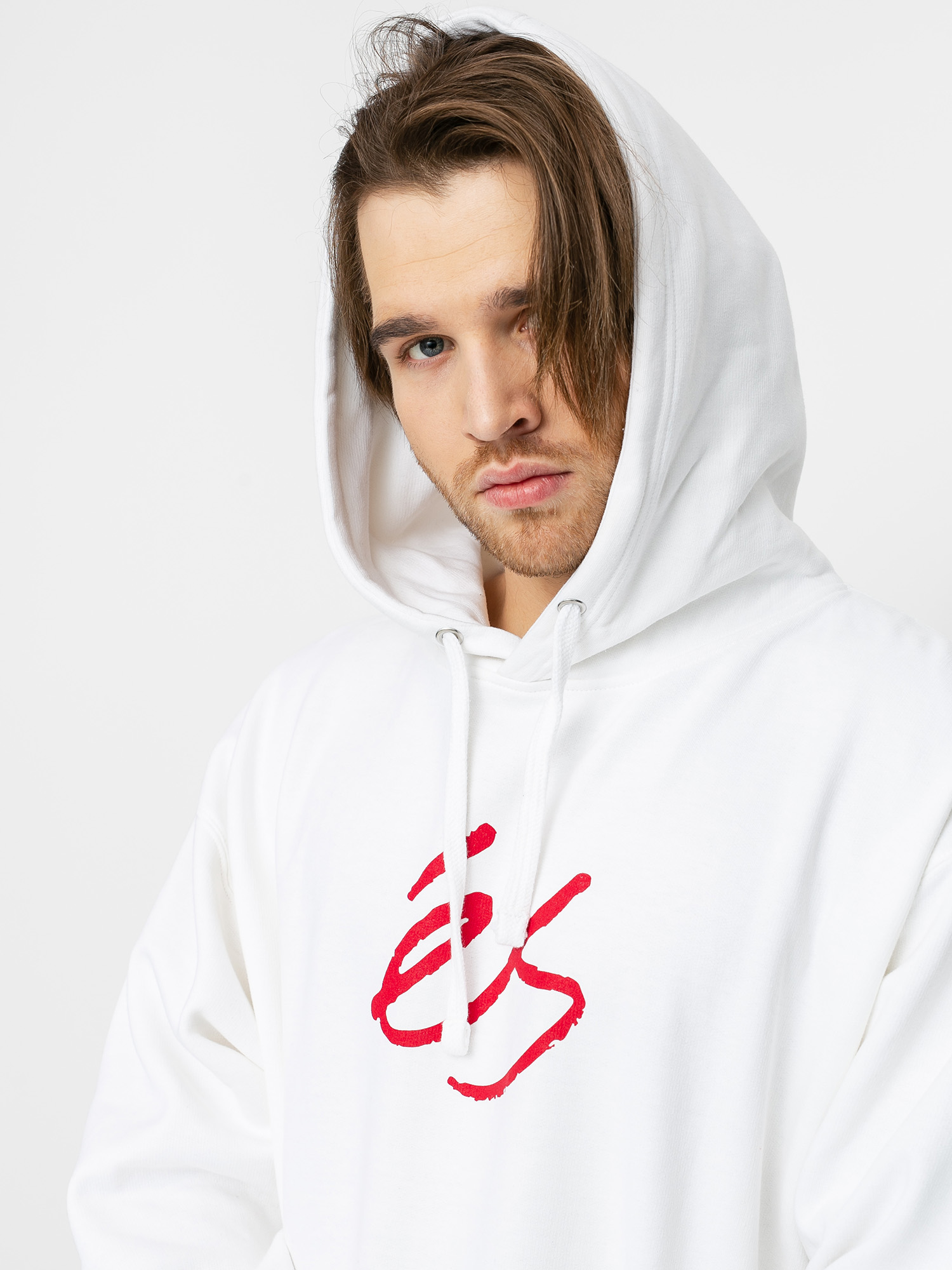 Mikina s kapucňou eS Script HD (white)