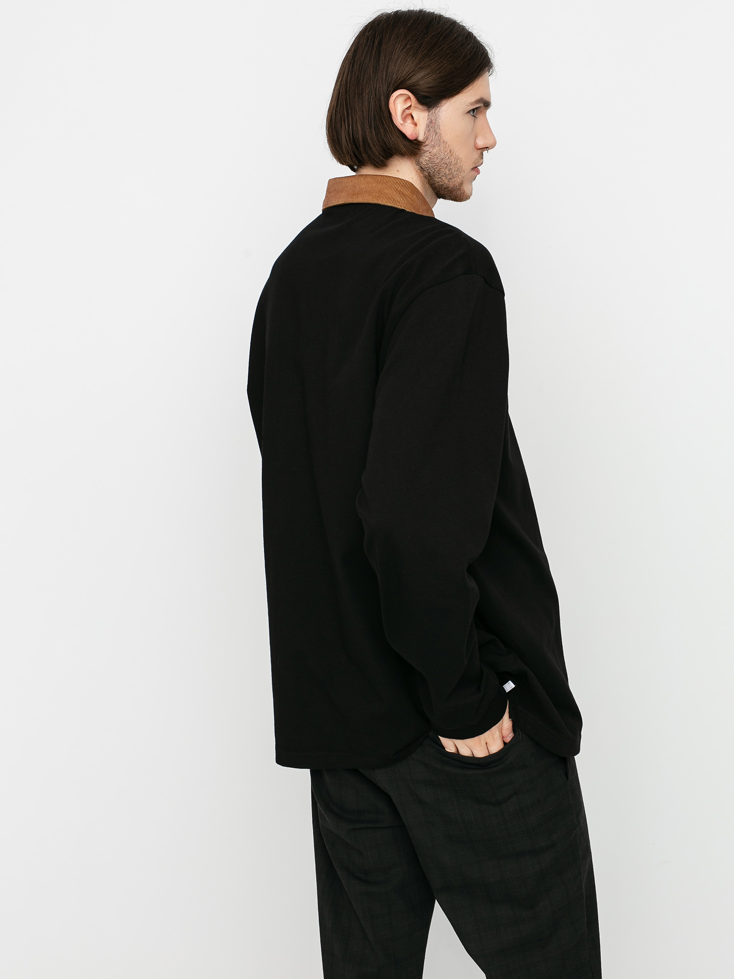 Košeľa Carhartt WIP Cord Rugby (black/hamilton brown/white)