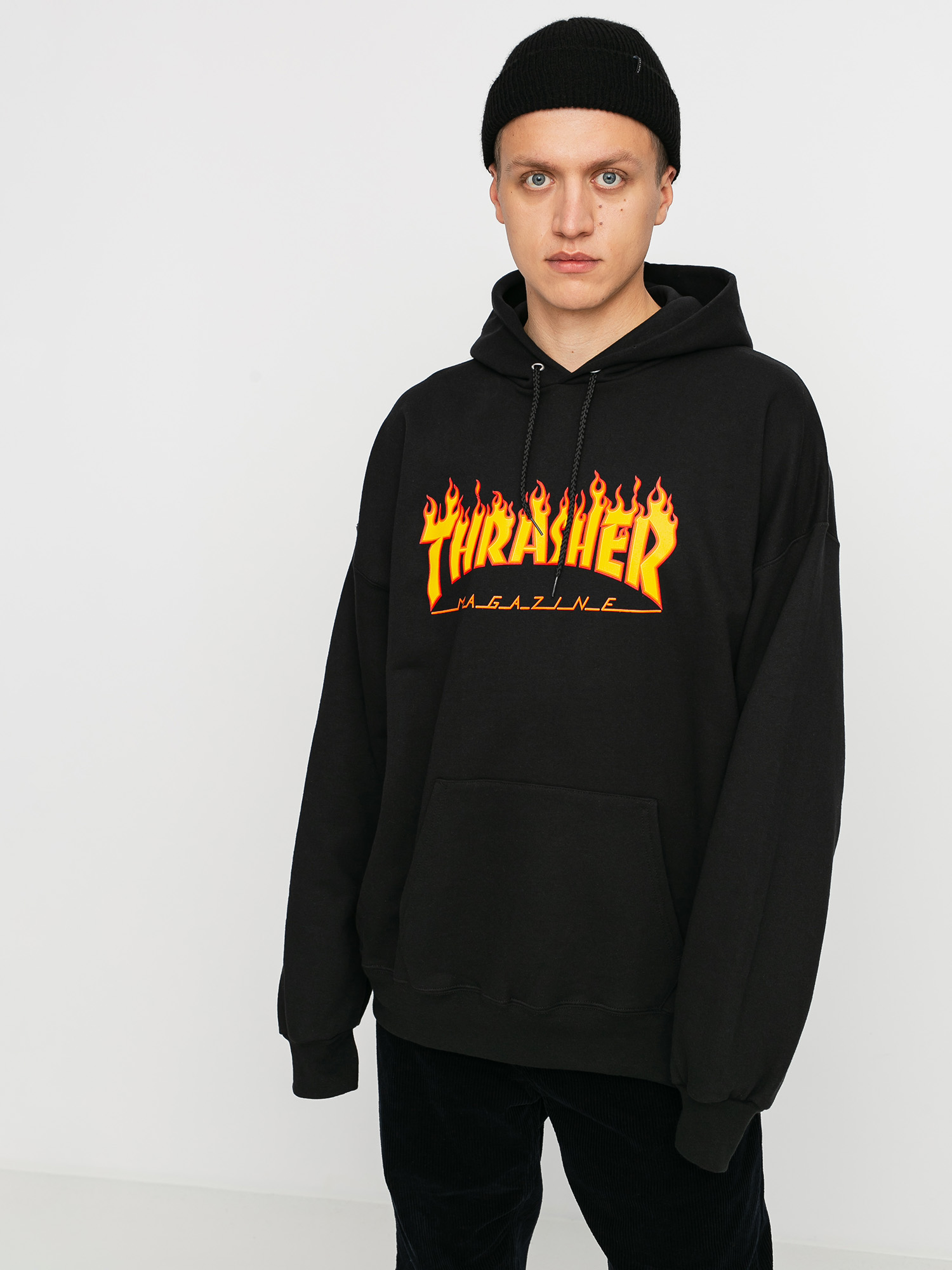 Mikina s kapucu0148ou Thrasher Flame HD (black)