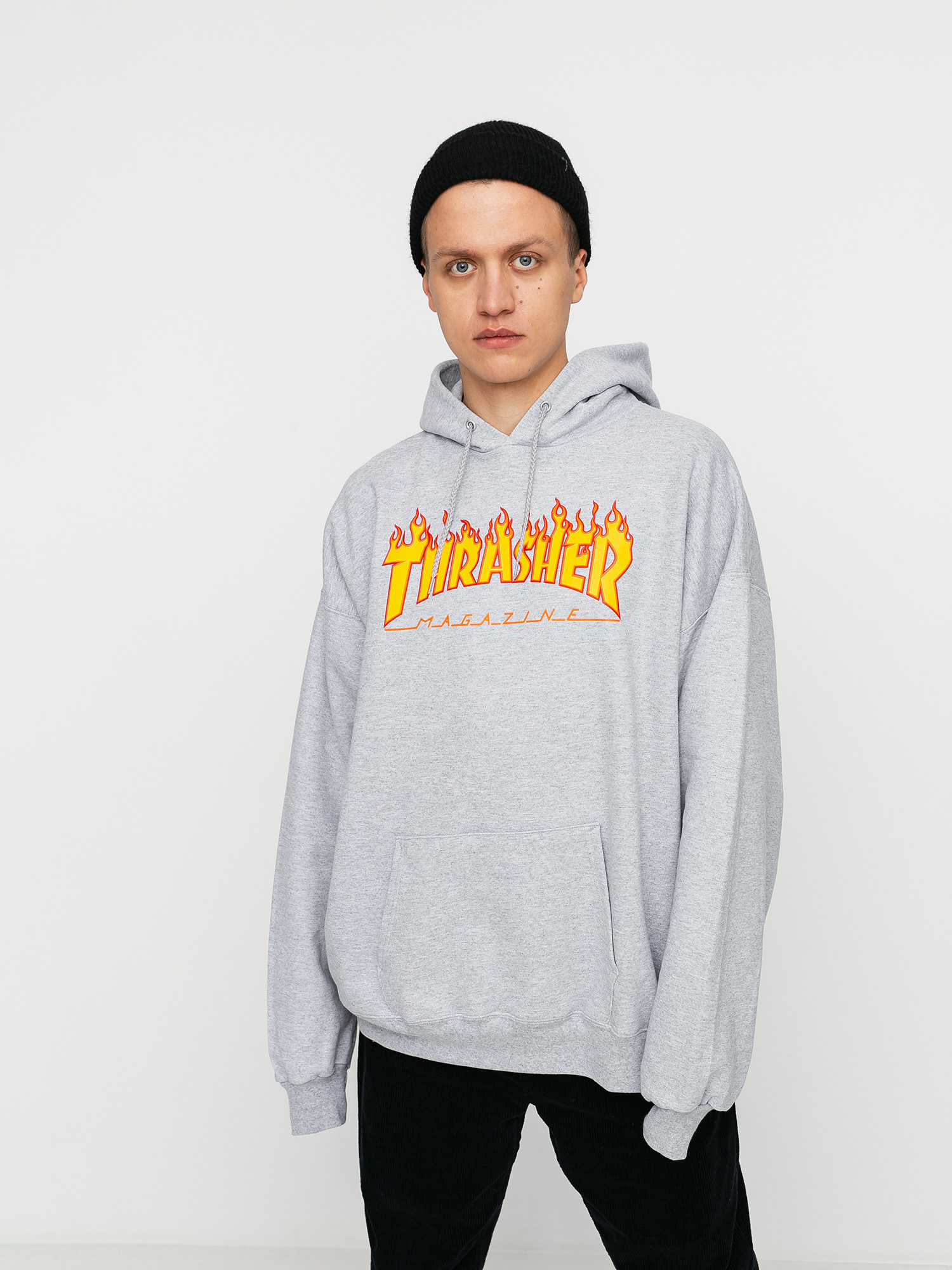 Mikina s kapucu0148ou Thrasher Flame HD (grey)