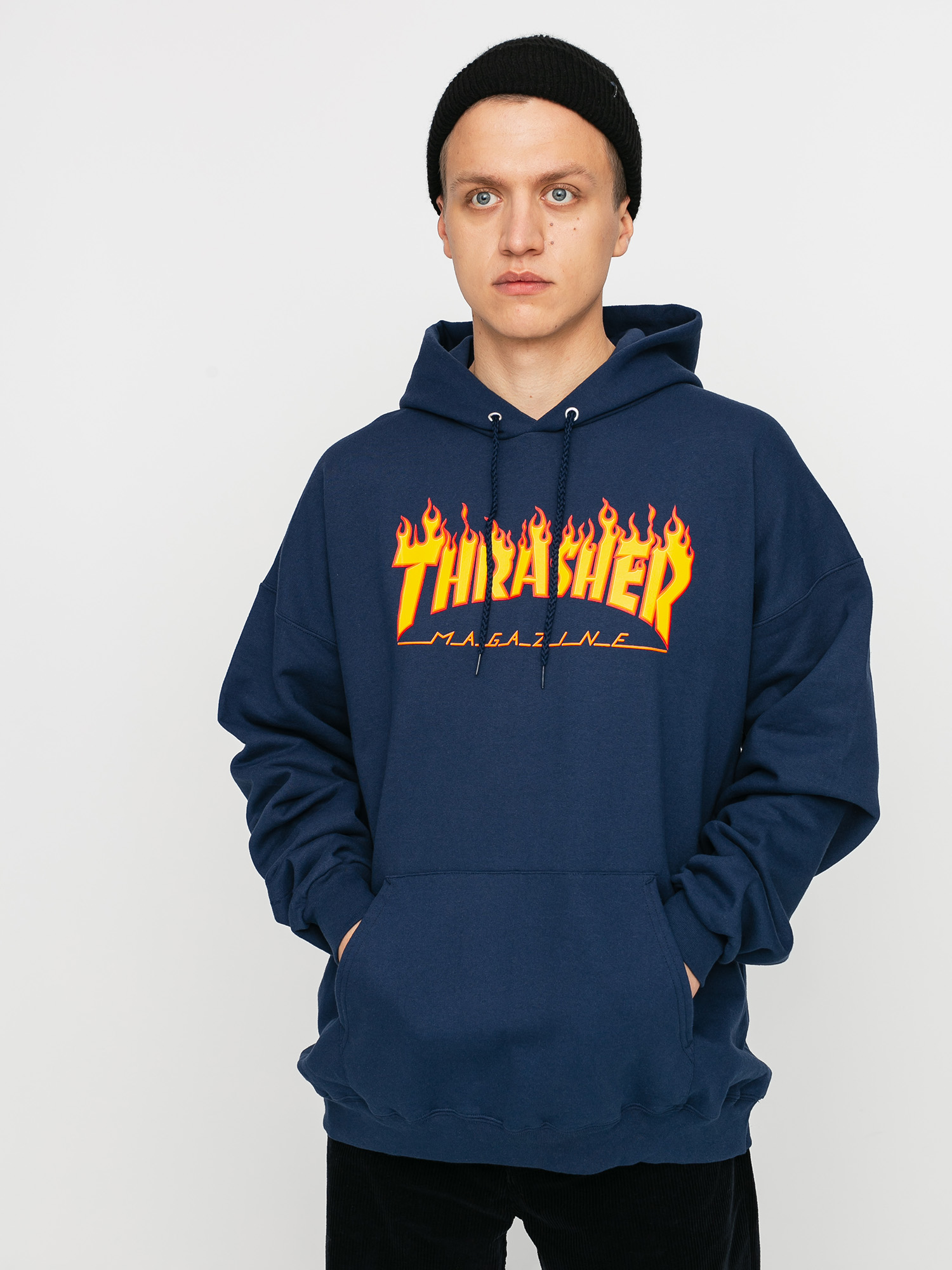 Mikina s kapucňou Thrasher Flame HD (navy)