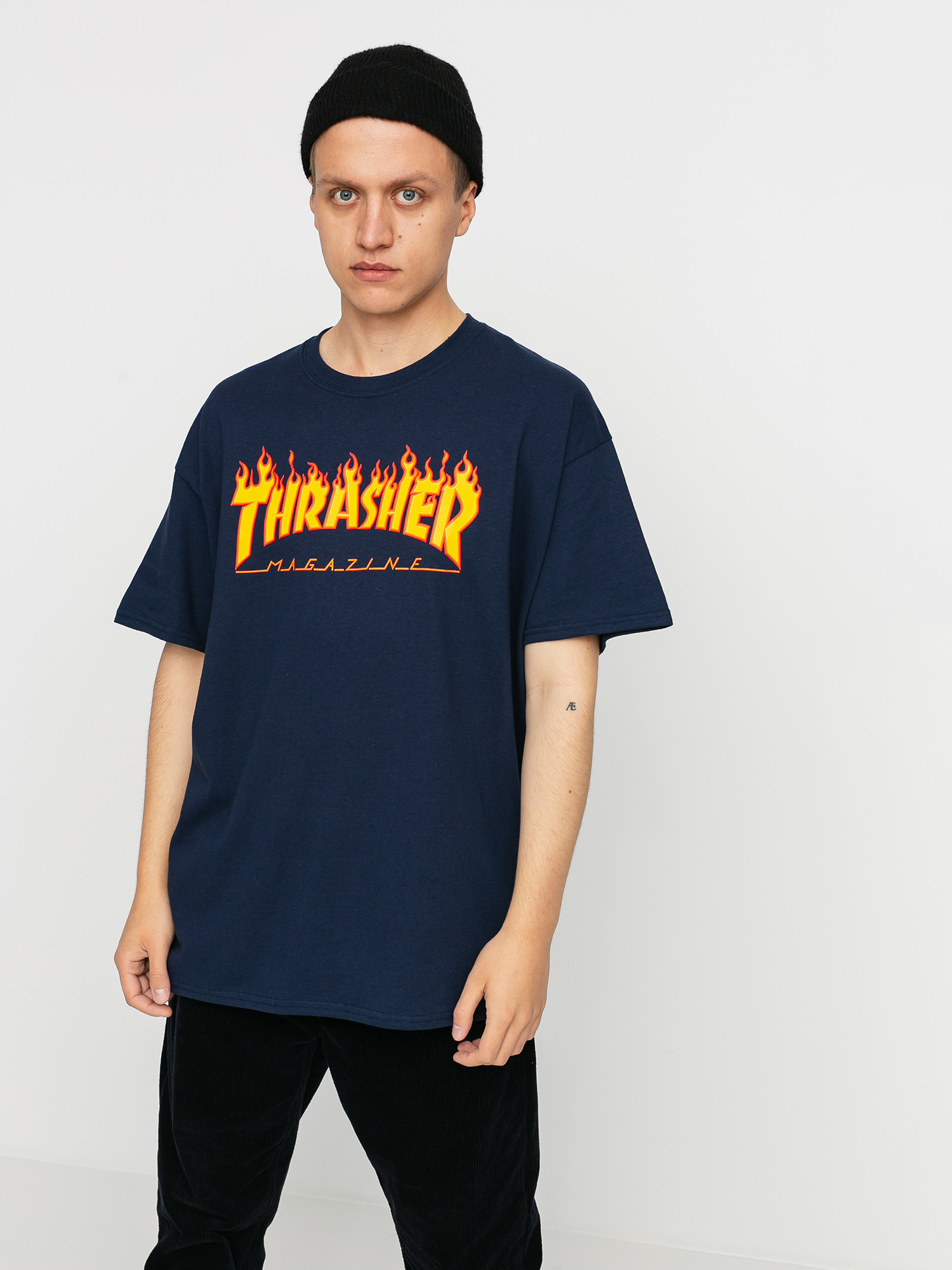 Tričko Thrasher Flame Logo (navy/blue)