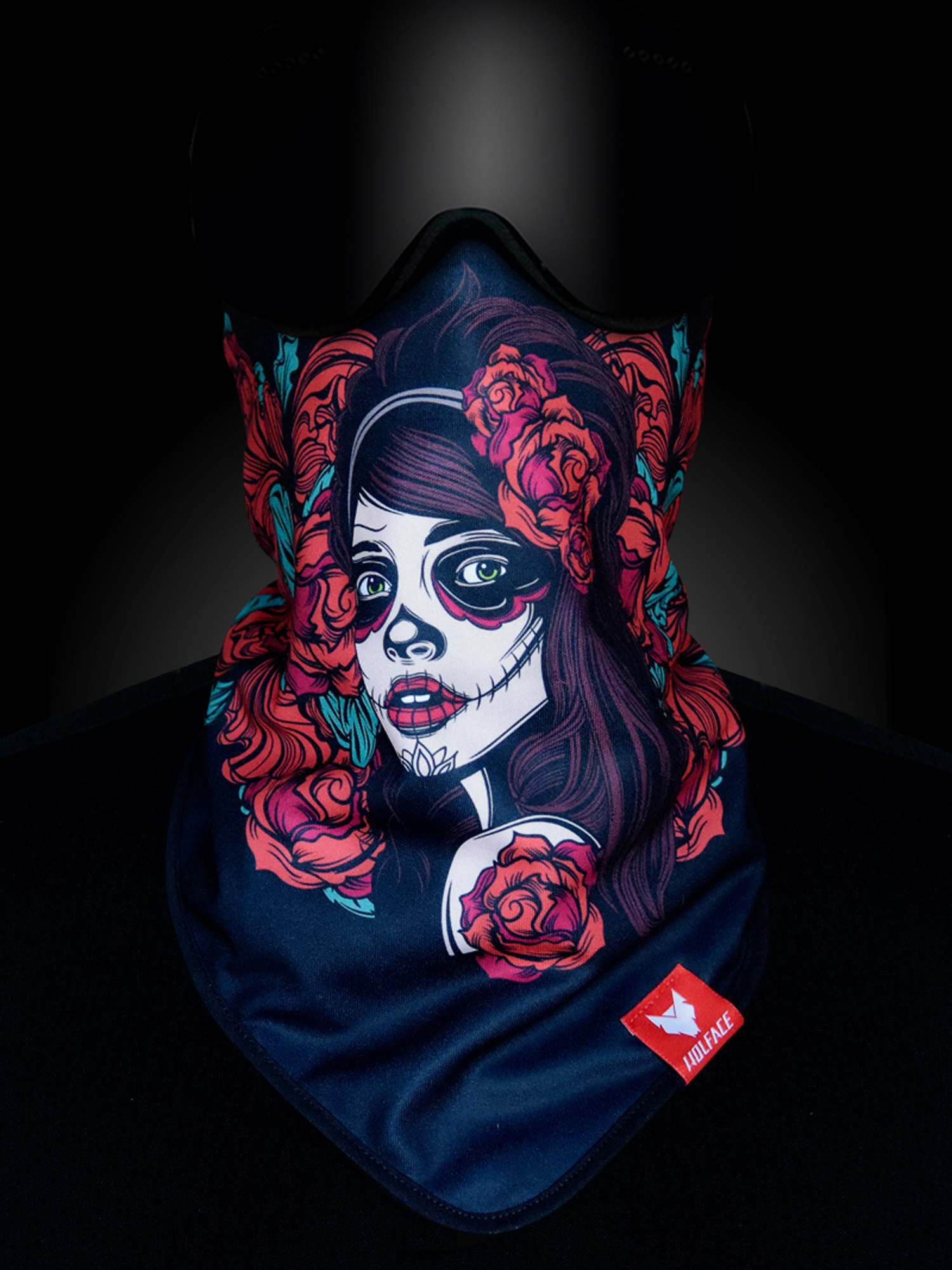 Bandana Wolface La Santa Muerte Roses (black)