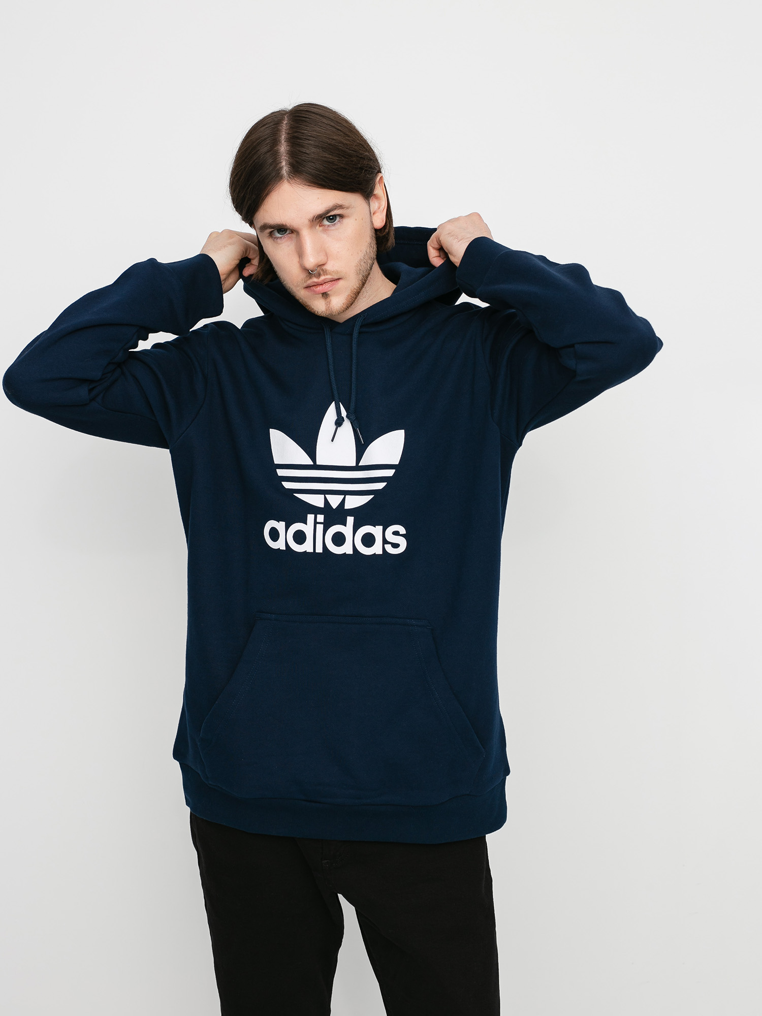 Mikina s kapucňou adidas Originals Trefoil HD (collegiate navy/white)