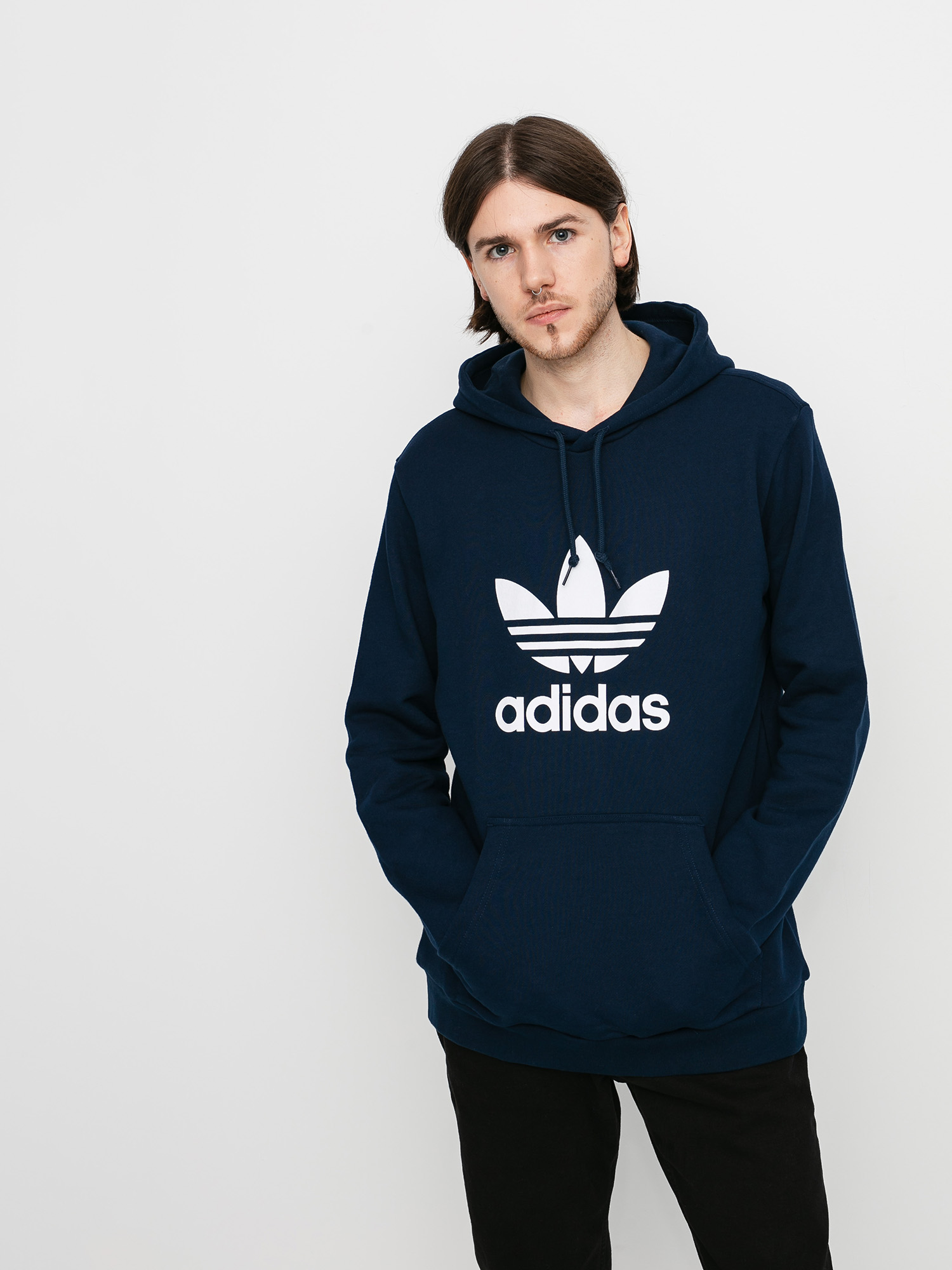 Mikina s kapucňou adidas Originals Trefoil HD (collegiate navy/white)