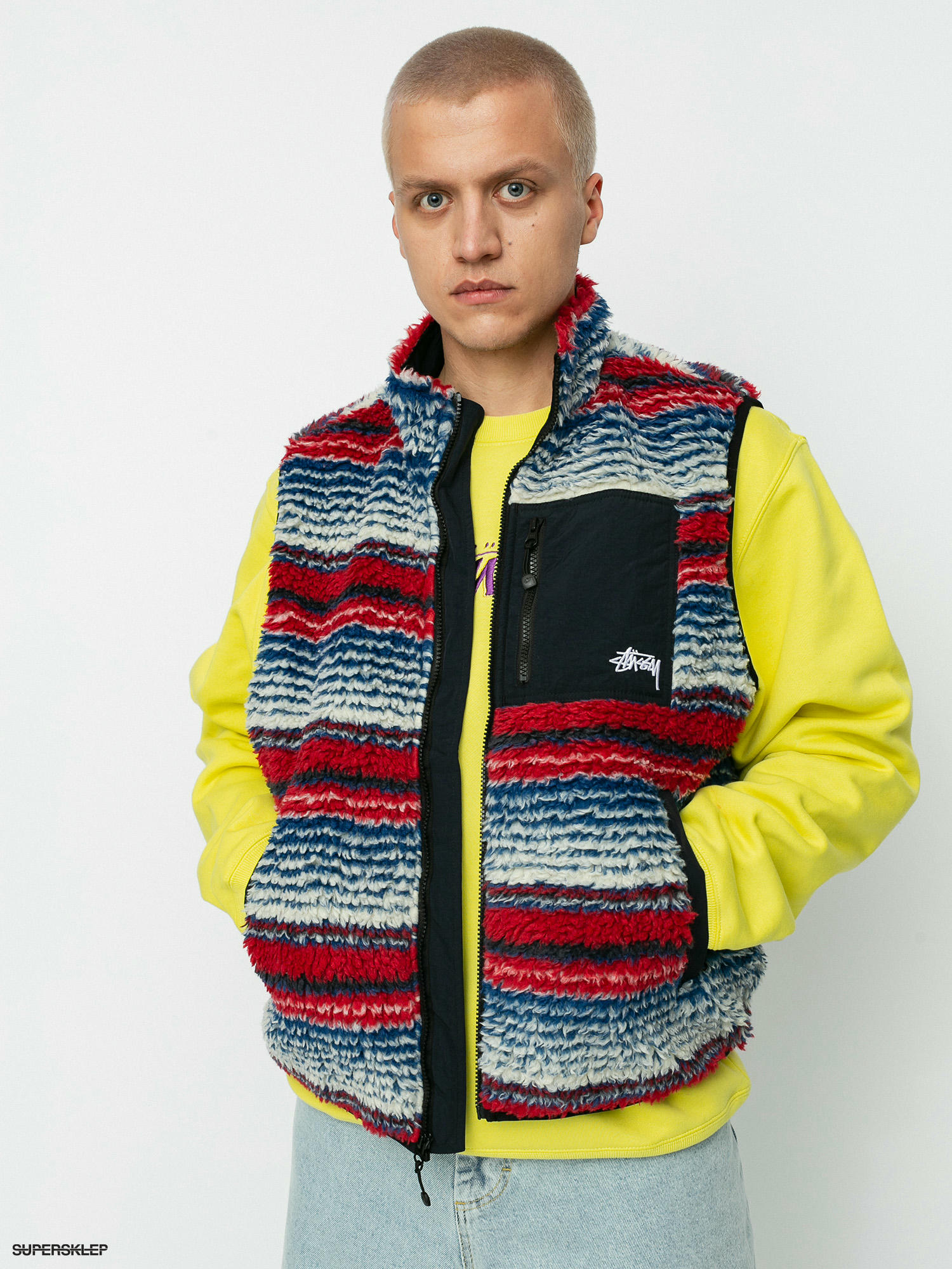 廉価販売 【STUSSY】striped Sherpa vest シェルパ ベスト ジレ itutor