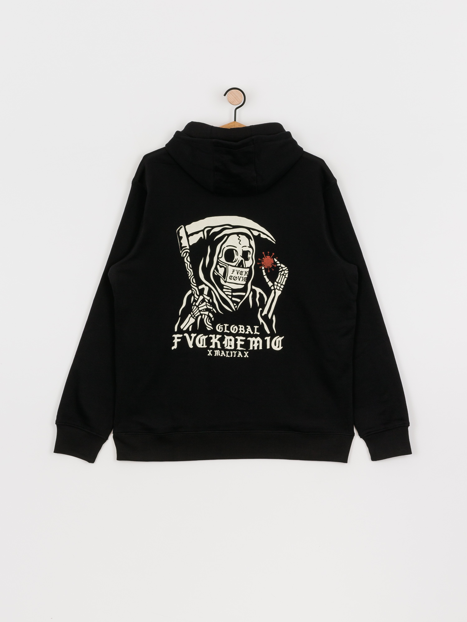 Mikina s kapucňou Malita Fck Covid HD (black)