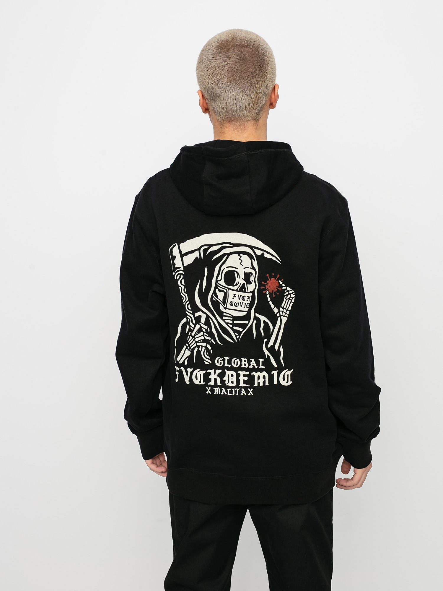 Mikina s kapucňou Malita Fck Covid HD (black)