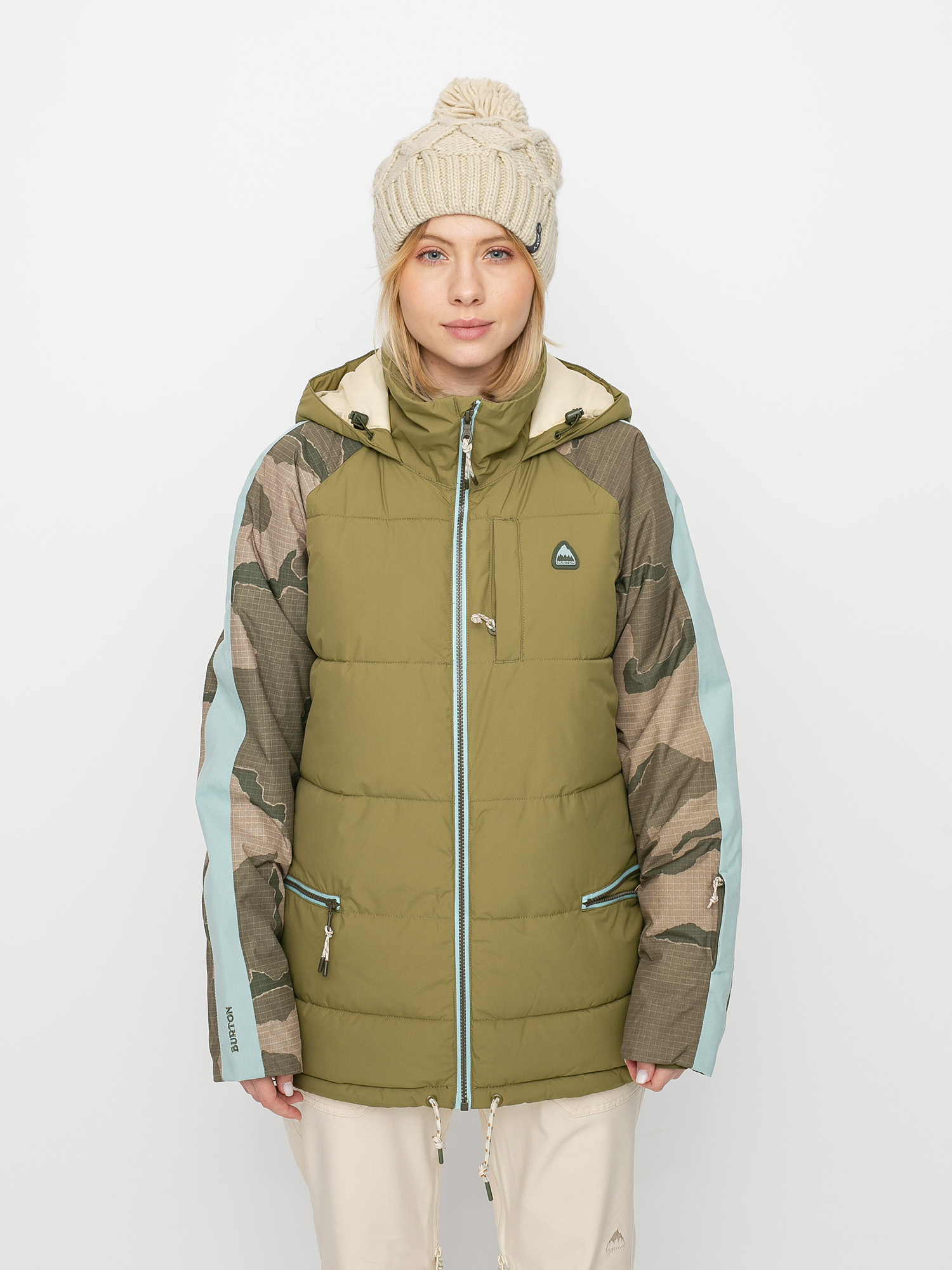 Snowboardová bunda Burton Keelan Wmn (martini olive/barren camo/ether blue)