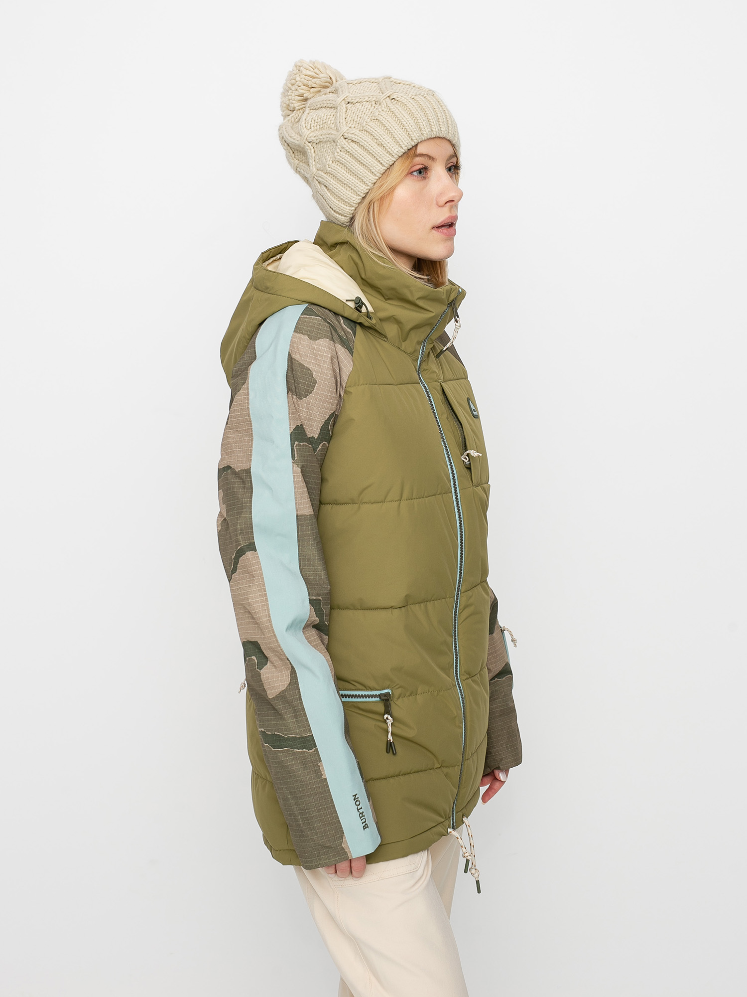 Dámska Snowboardová bunda Burton Keelan (martini olive/barren camo/ether blue)