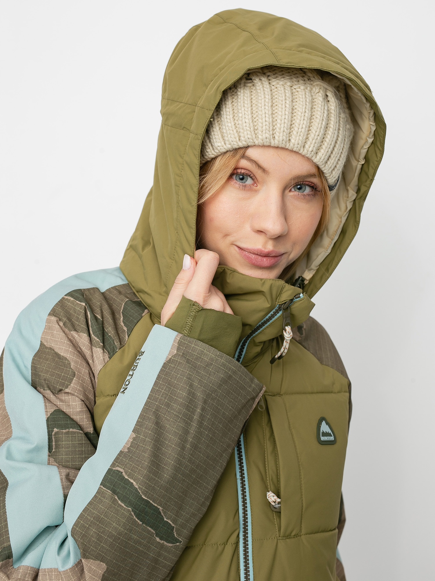 Dámska Snowboardová bunda Burton Keelan (martini olive/barren camo/ether blue)