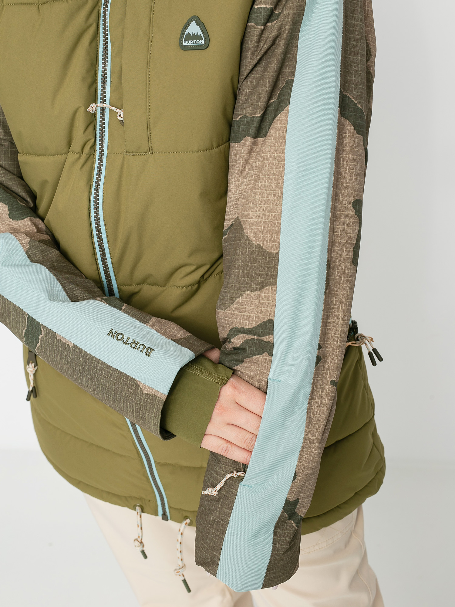 Dámska Snowboardová bunda Burton Keelan (martini olive/barren camo/ether blue)
