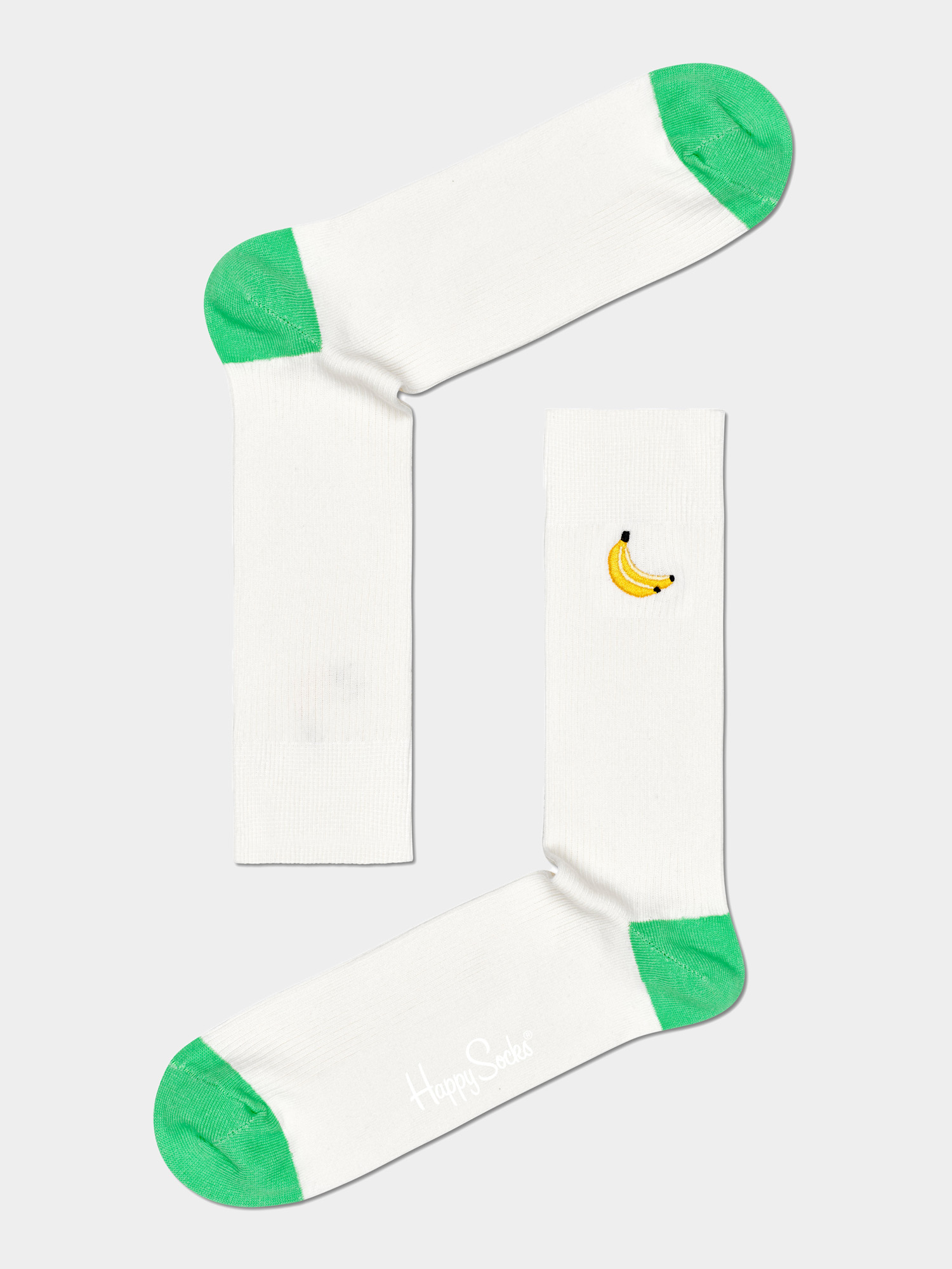 Ponožky Happy Socks Ribbed Embroidery Banana (white)
