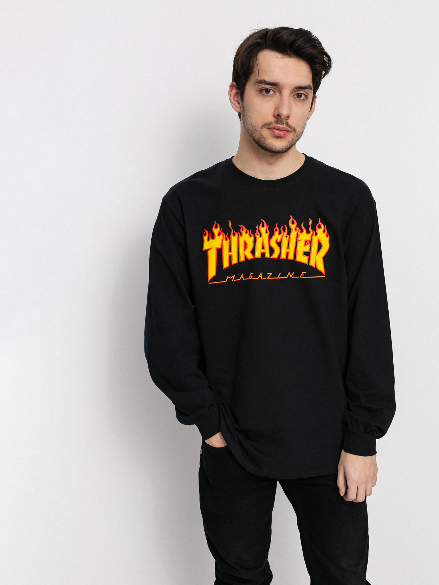 Triko Thrasher Flame Logo (black)