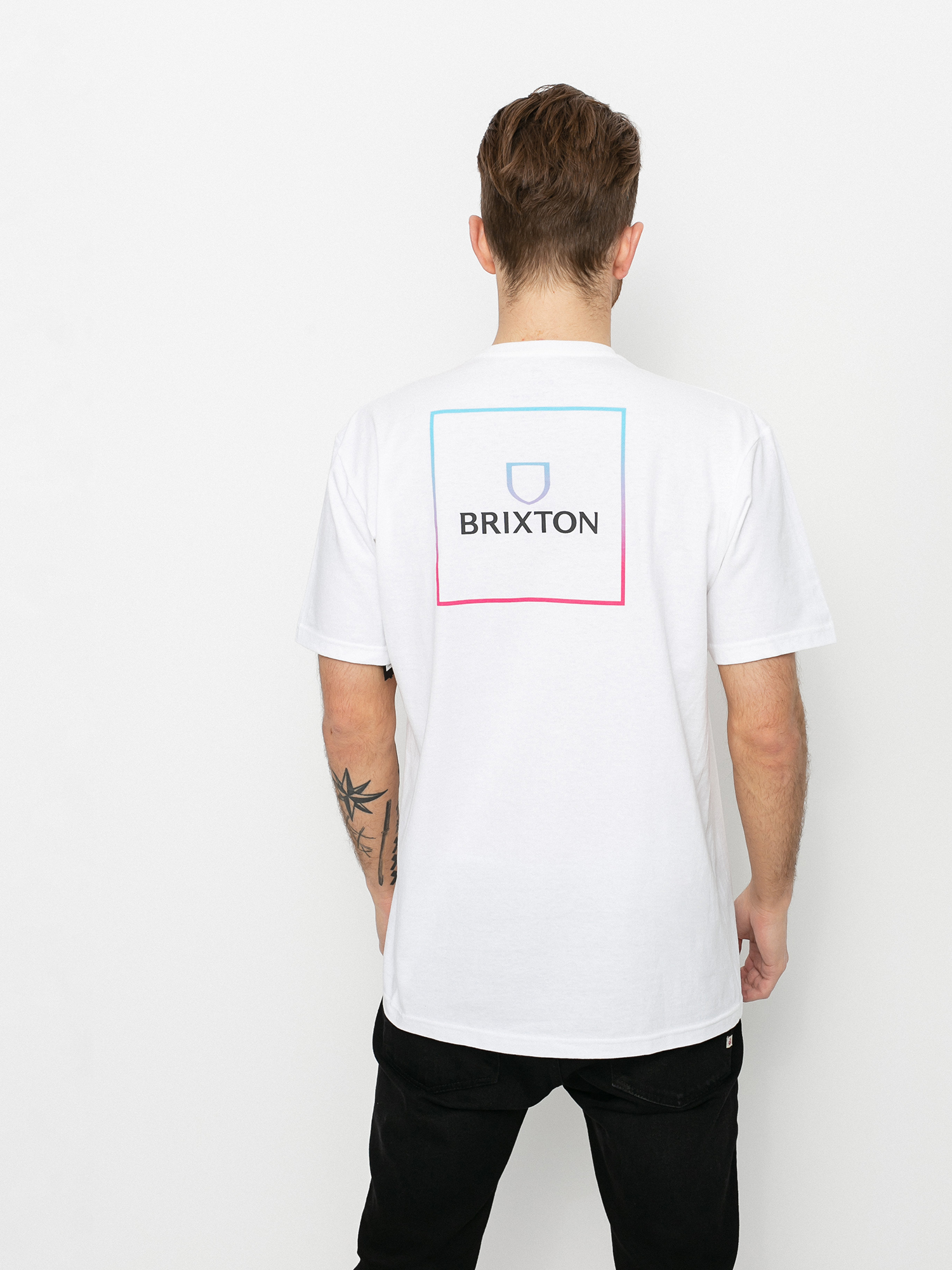 Tričko Brixton Alpha Square Stt (white/light blue/pink)