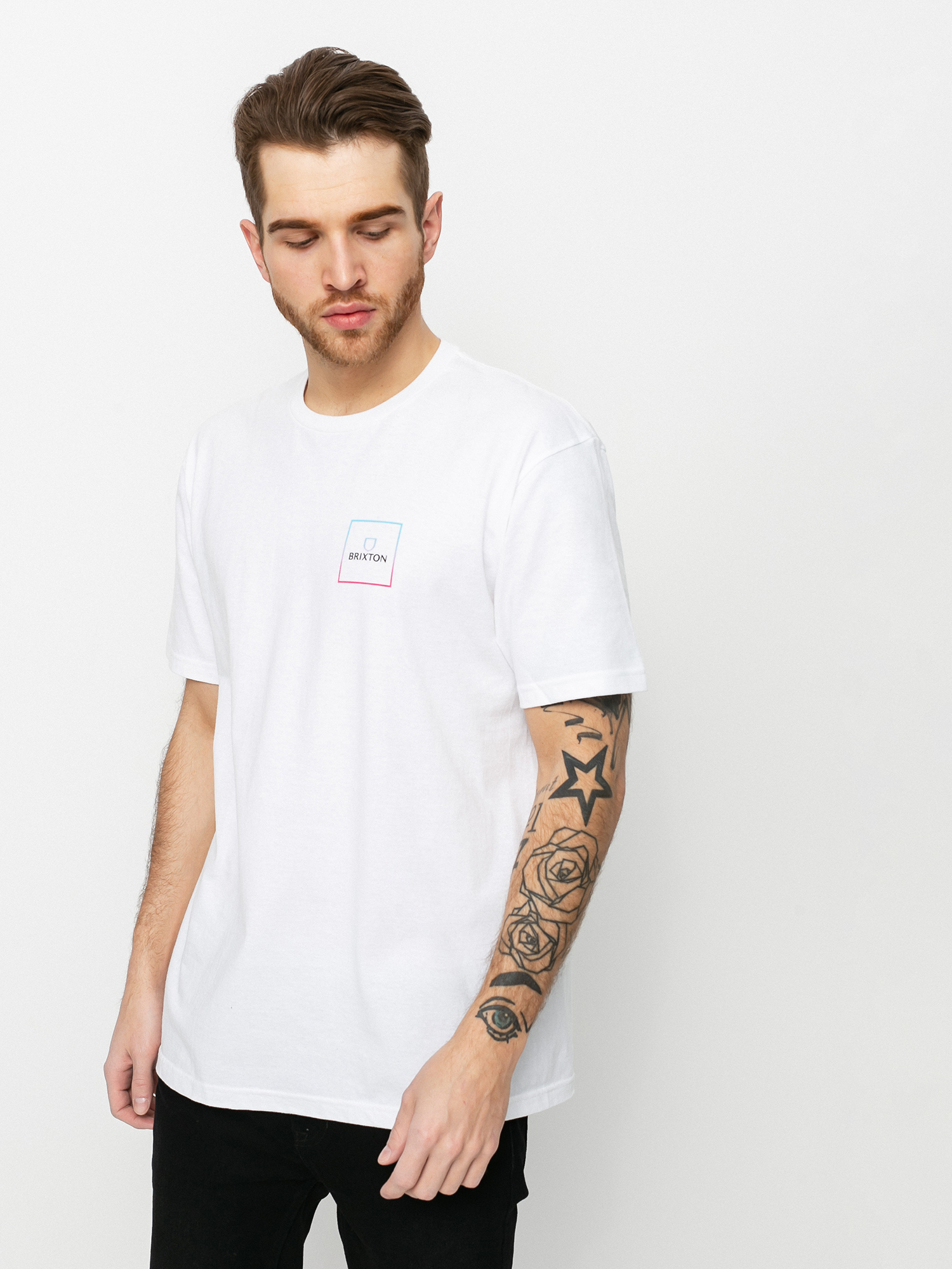 Tričko Brixton Alpha Square Stt (white/light blue/pink)