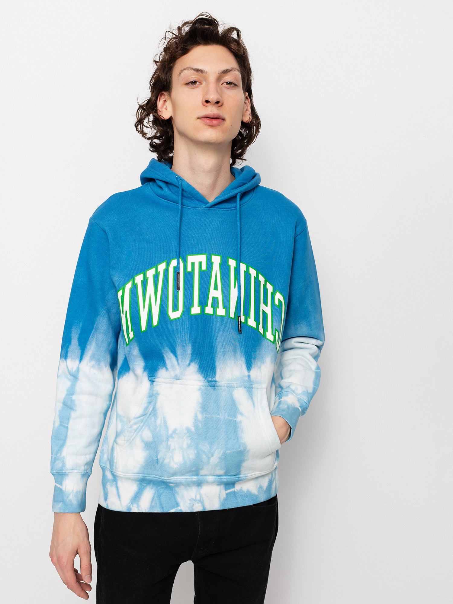 Mikina s kapucňou Chinatown Market Reverse Arc Tie Dye HD (blue tie dye)