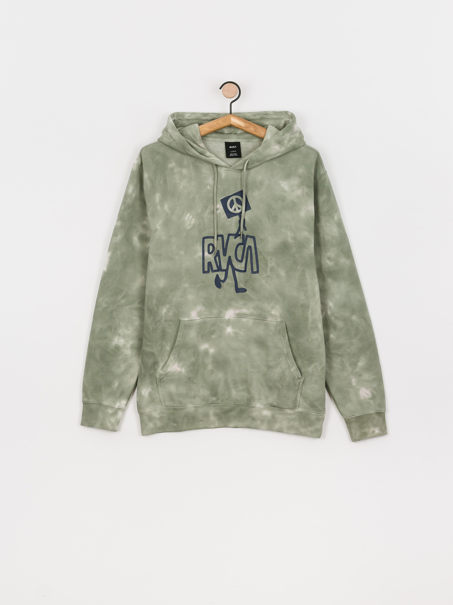 Mikina s kapucňou RVCA Nearby Tie Dye HD (green)