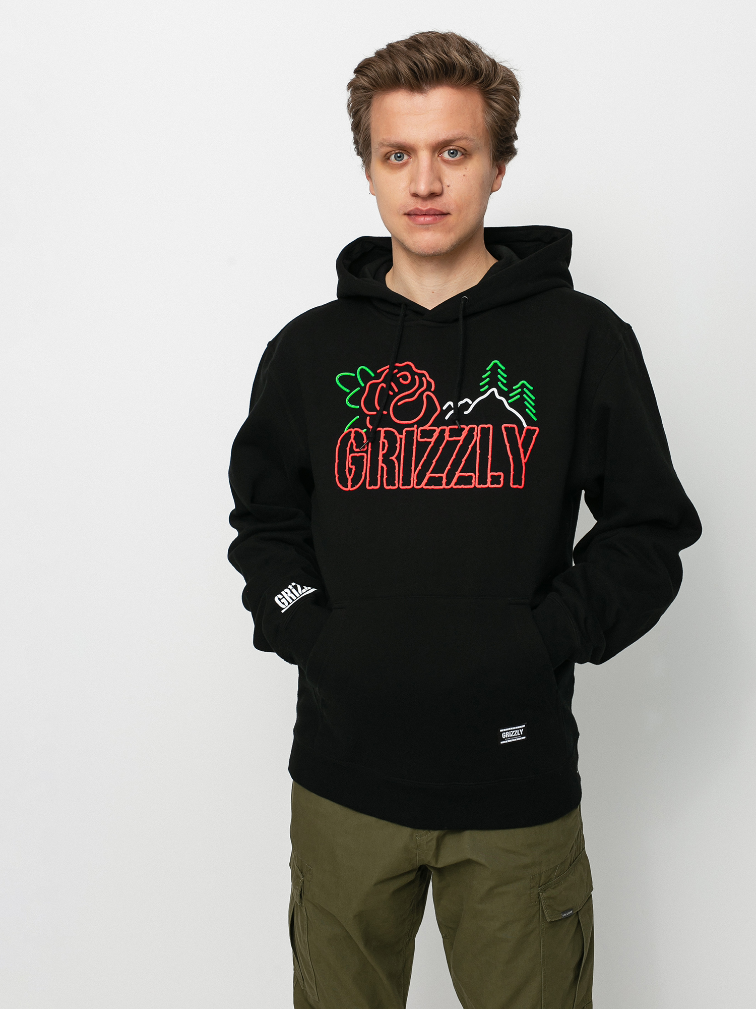 Mikina s kapucňou Grizzly Griptape Rosebud HD (black)