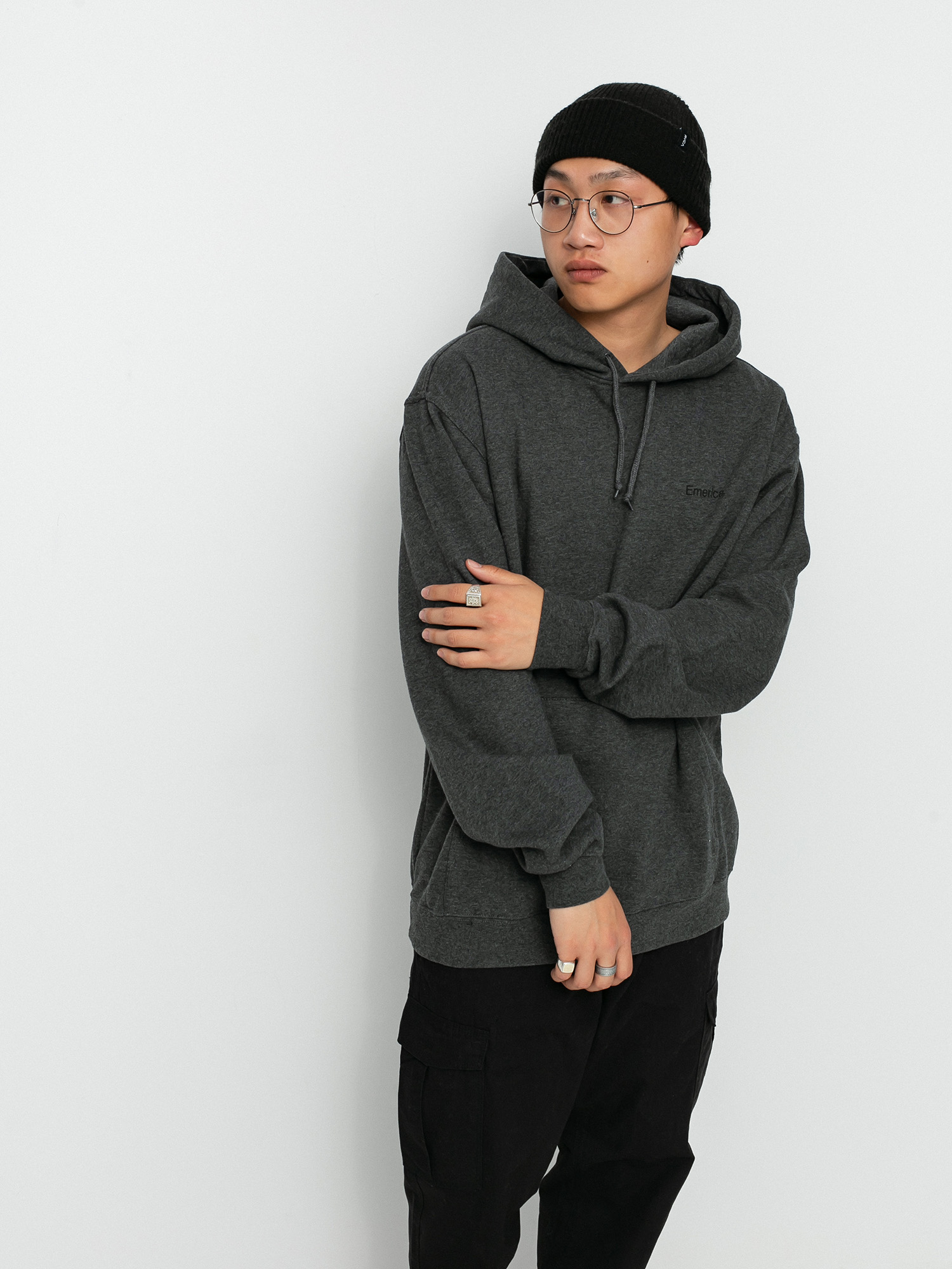 Mikina s kapucňou Emerica Pure Triangle HD (charcoal/heather)