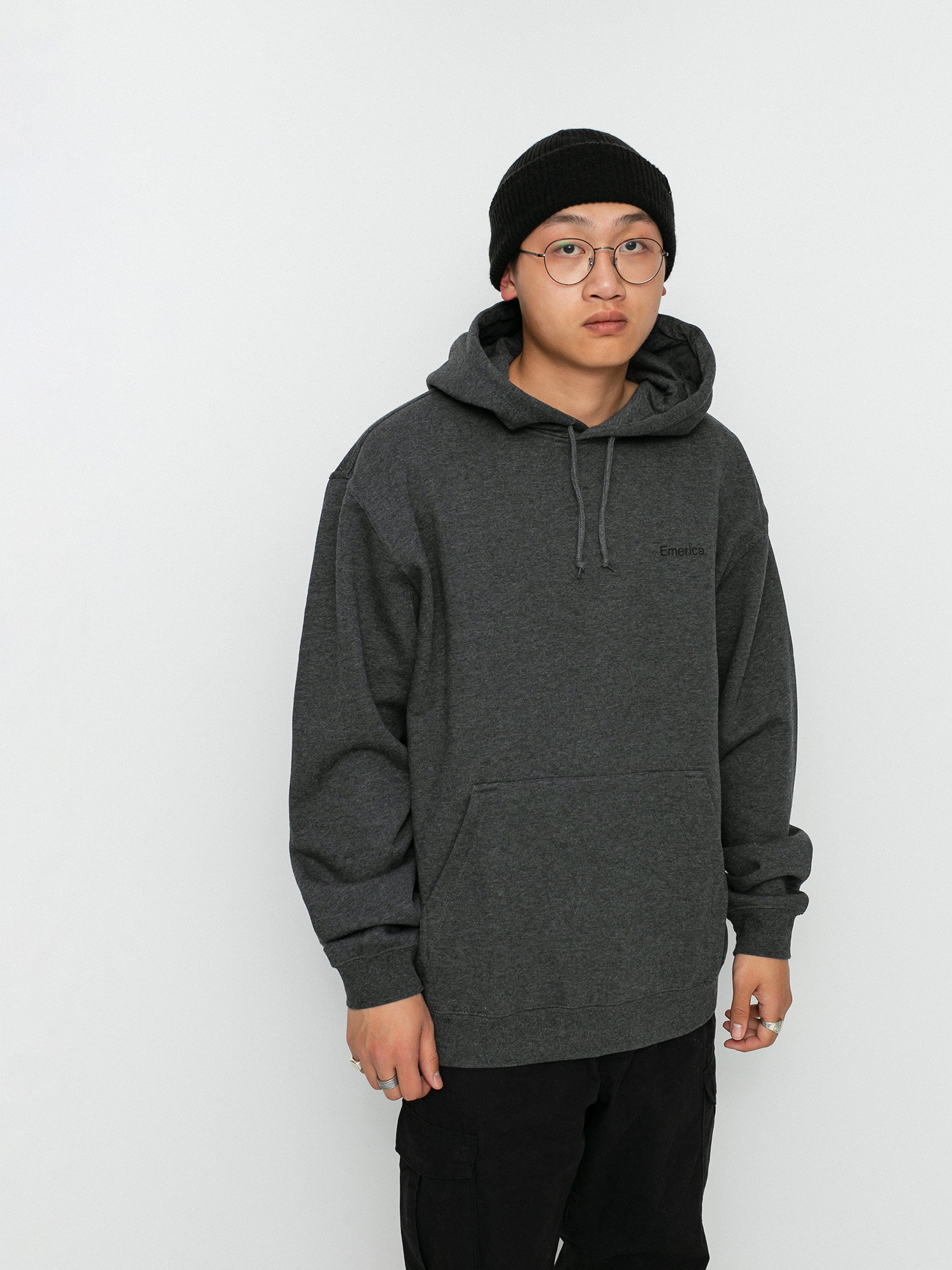 Mikina s kapucňou Emerica Pure Triangle HD (charcoal/heather)