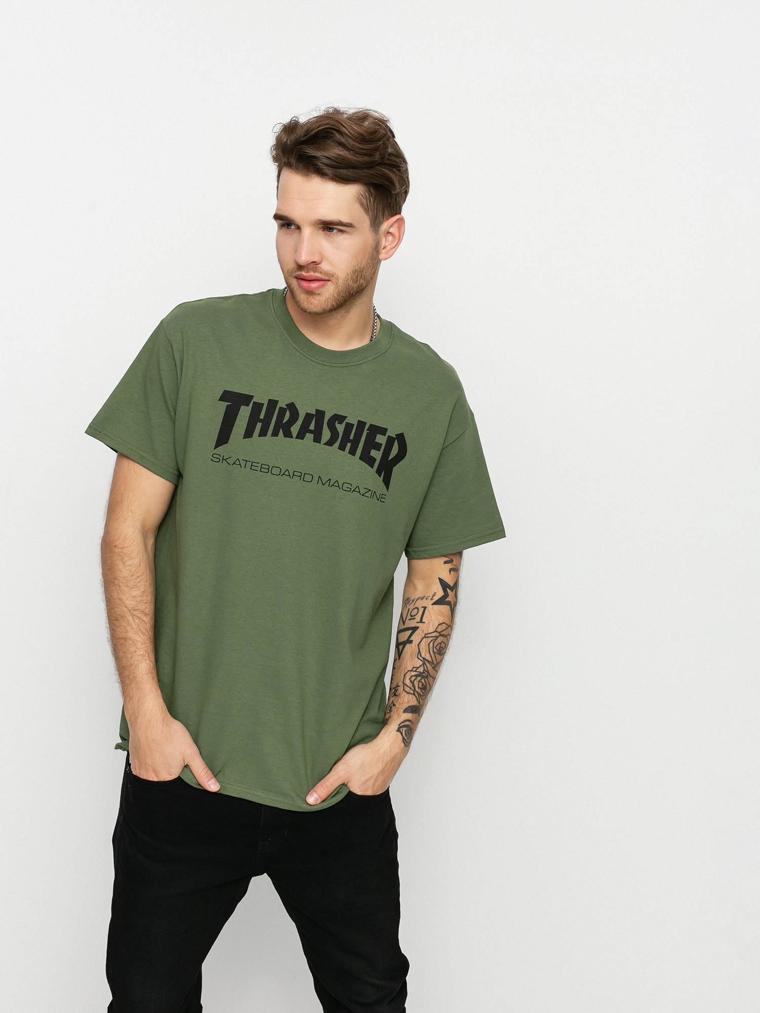 Tričko Thrasher Skate Mag (military green)