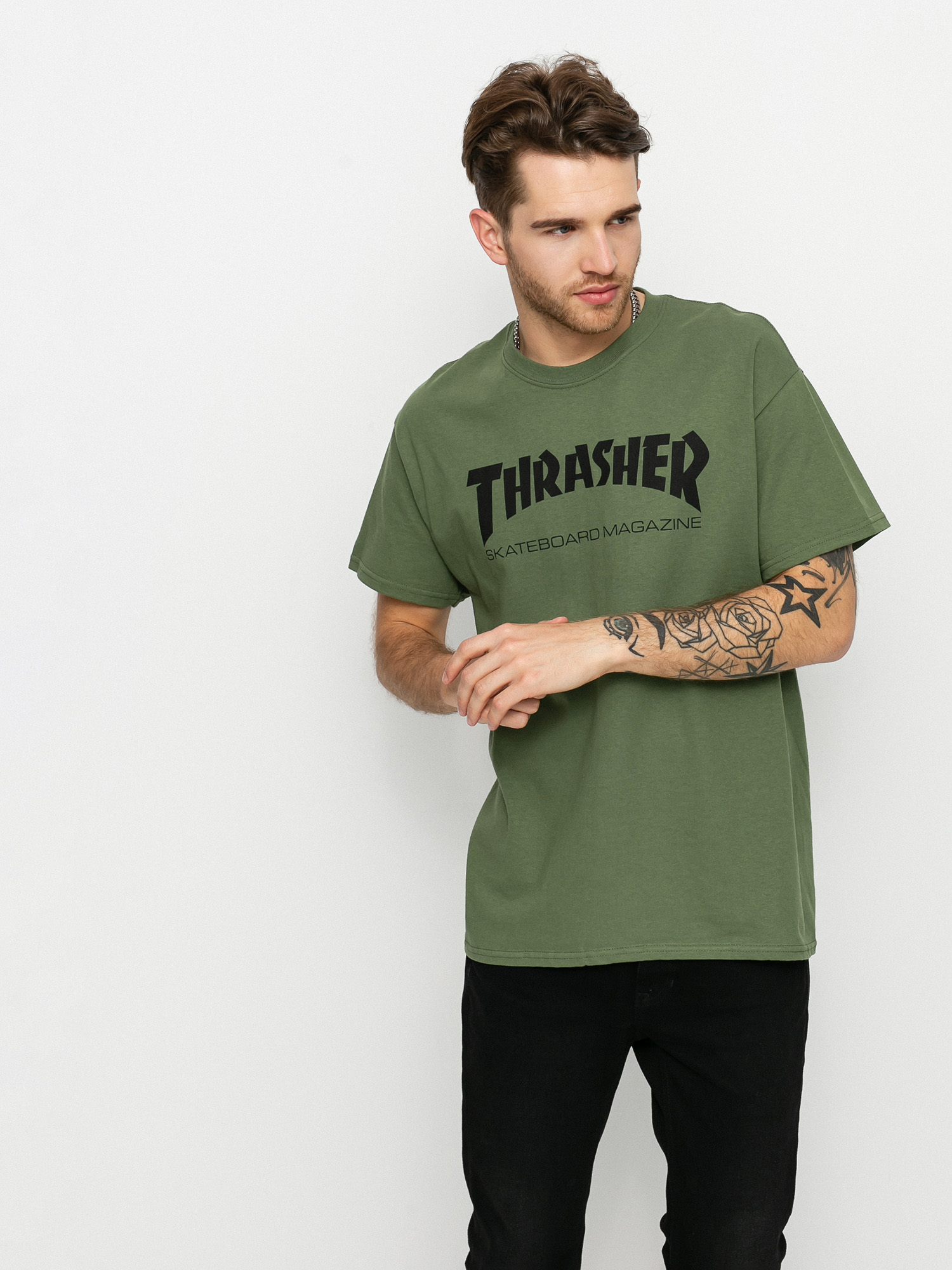 Tričko Thrasher Skate Mag (military green)