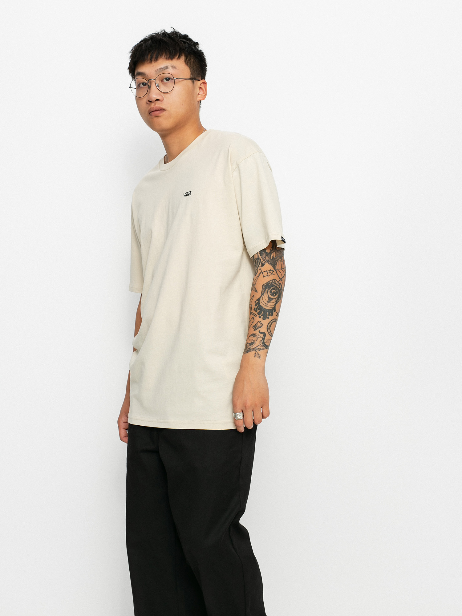 Tričko Vans Left Chest Logo (oatmeal/black)