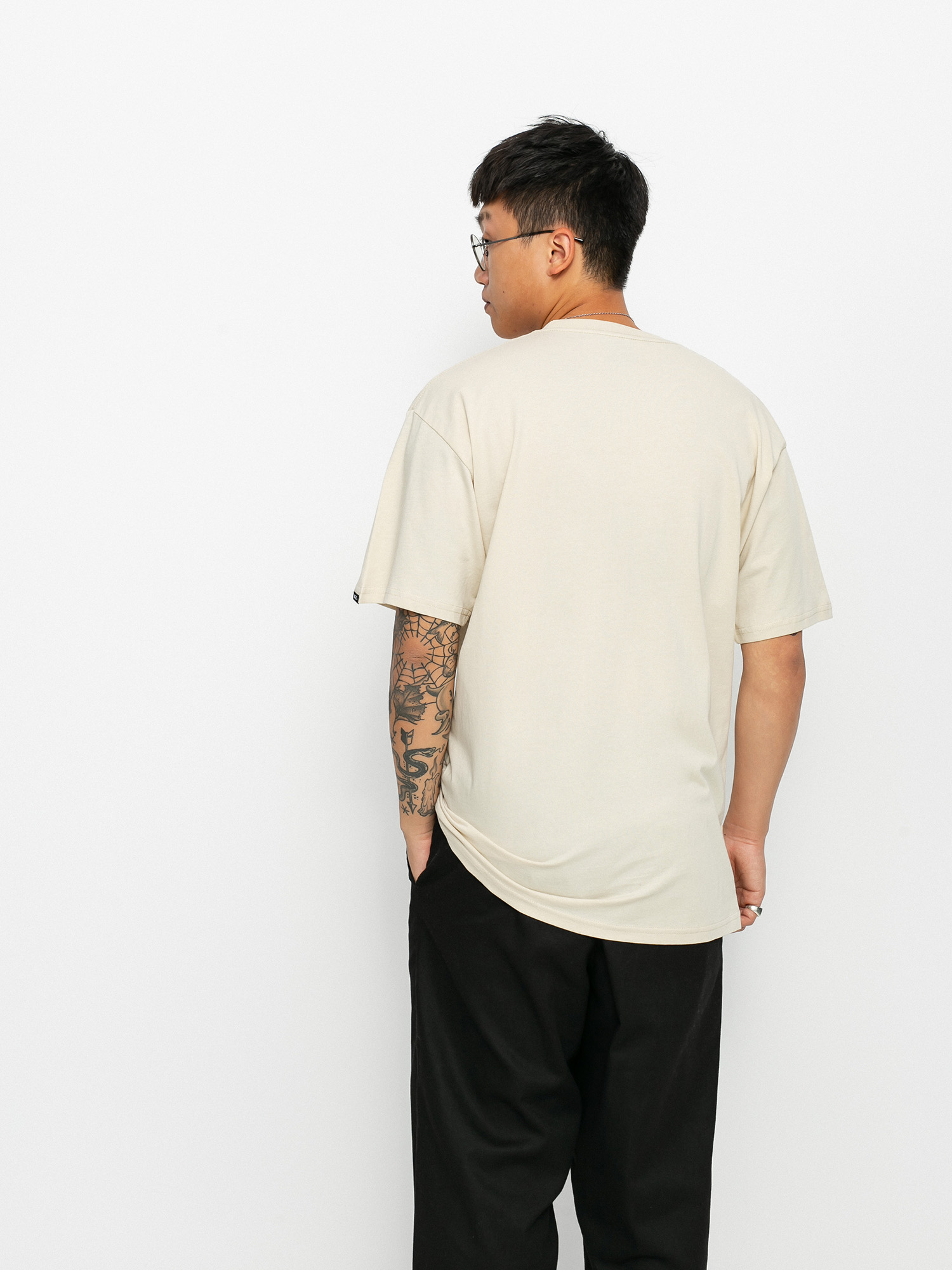 Tričko Vans Left Chest Logo (oatmeal/black)