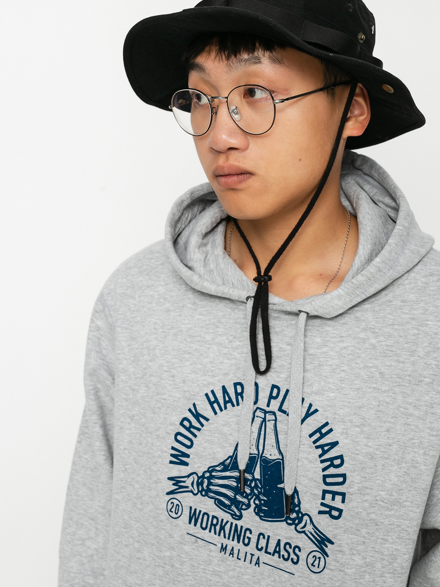 Mikina s kapucňou Malita Bottles HD (heather grey)