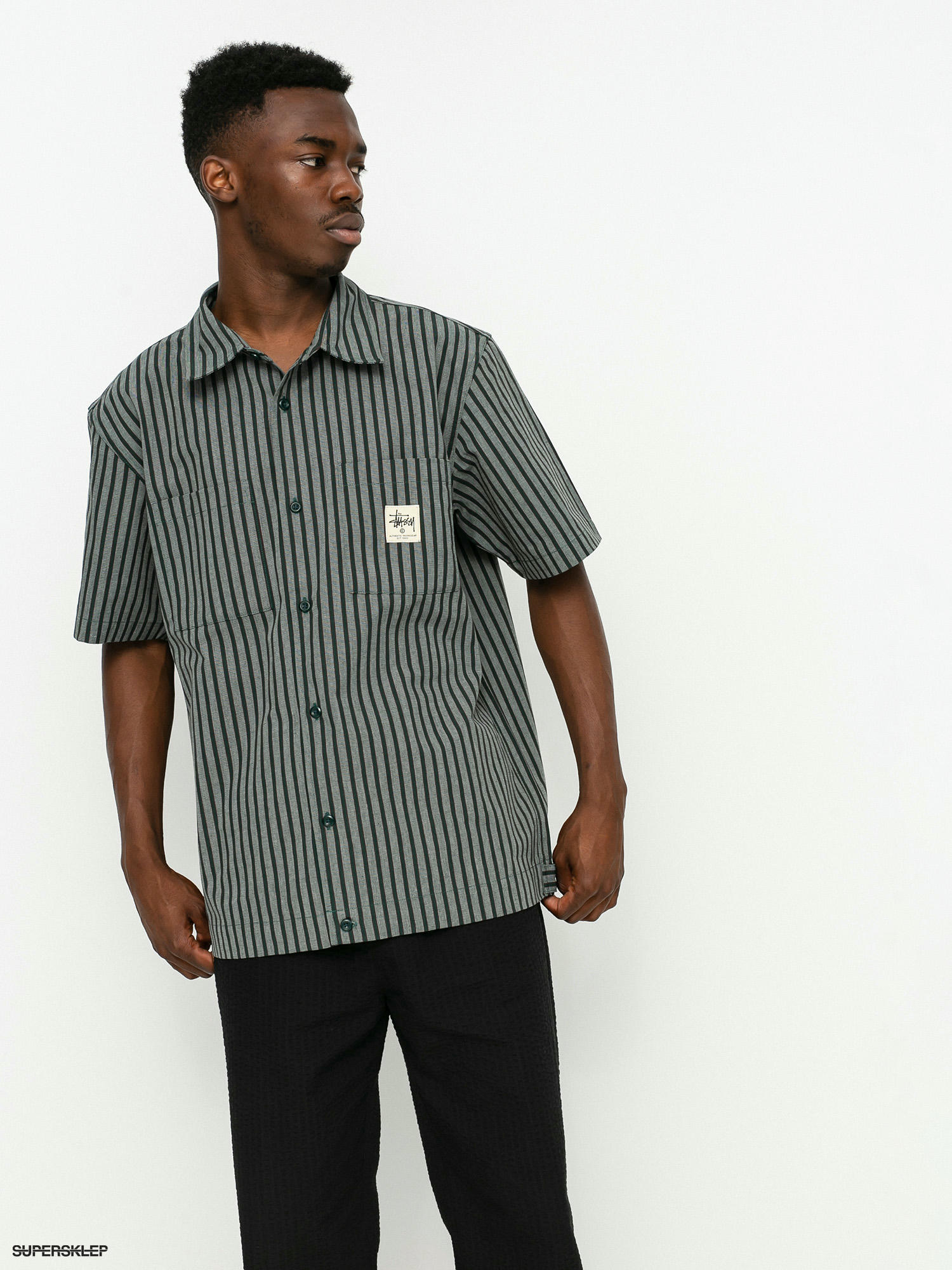 STUSSY STRIPED GARAGE SHIRTトップス - シャツ